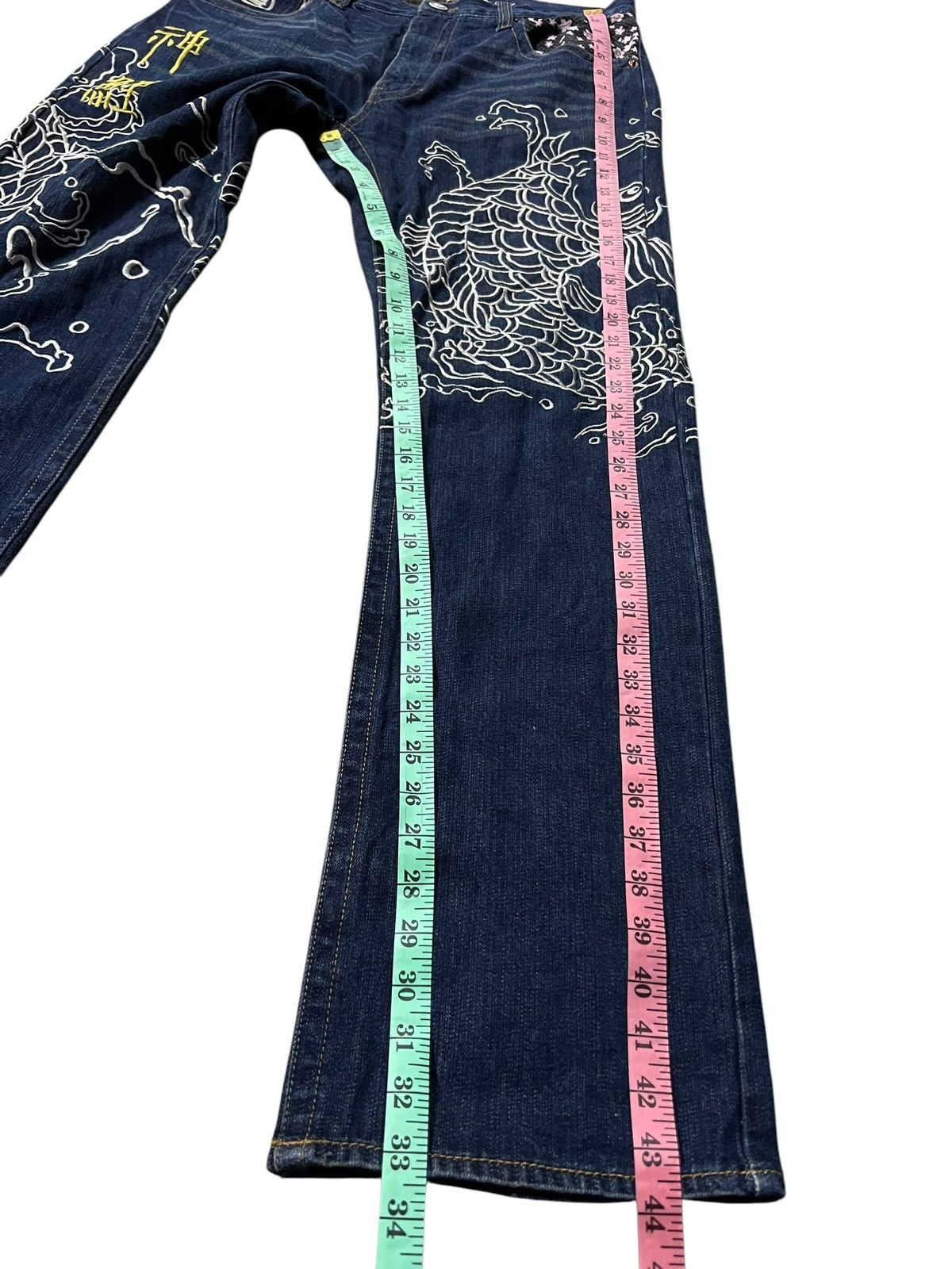Japanese Brand VINTAGE JAPANESE BRAND SUKAJAN KOI FISH EMBROIDERY JEANS Size US 34 / EU 50 - 17 Thumbnail