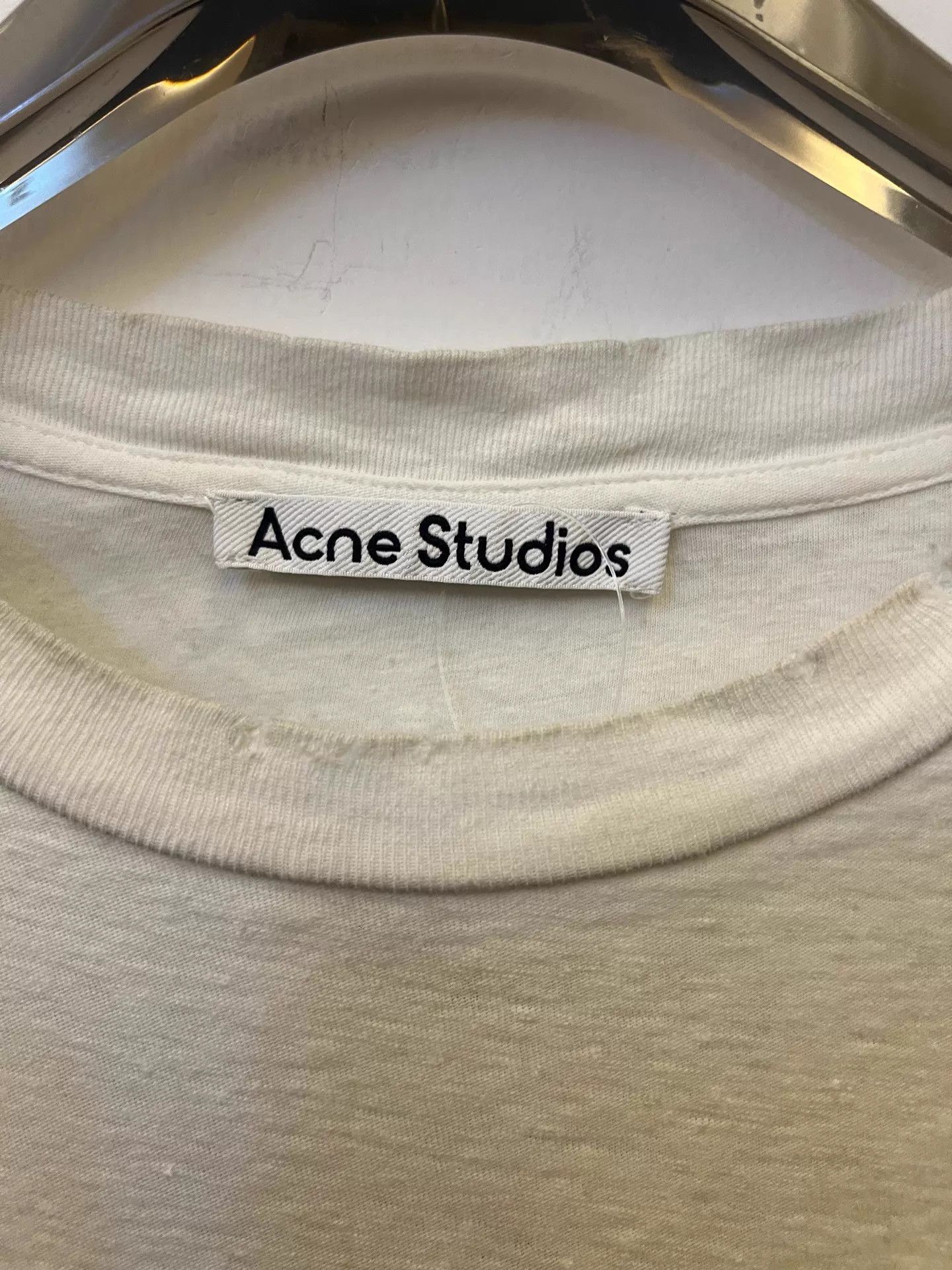 Acne Studios Acne 1996 Classic Logo Distressed White LS Tee XXS Size XXS / US 00 / IT 34 - 2 Thumbnail