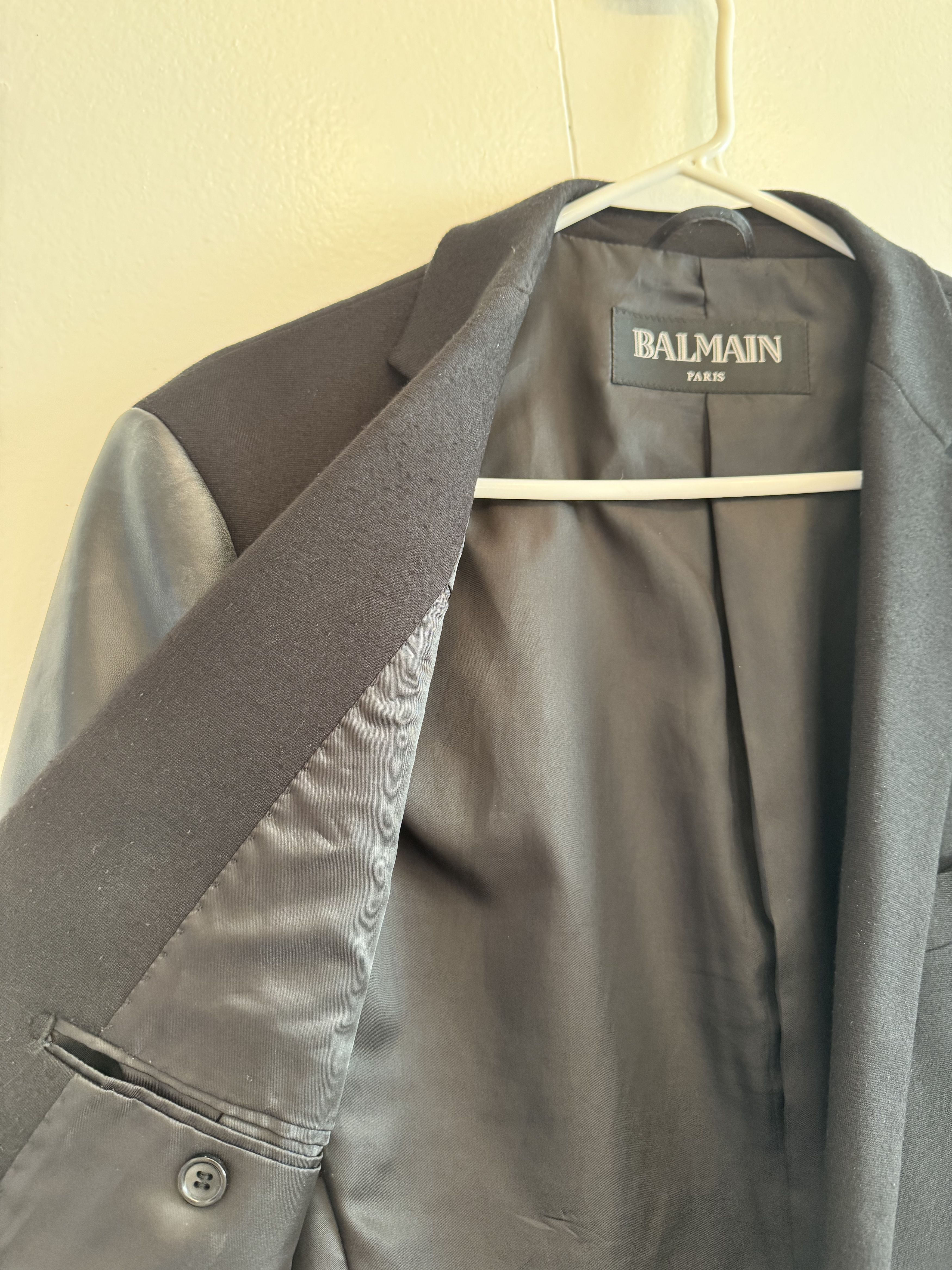 Balmain Balmain Leather Sleeve Rhinestone Logo Blazer Jacket Size US S / EU 44-46 / 1 - 11 Thumbnail