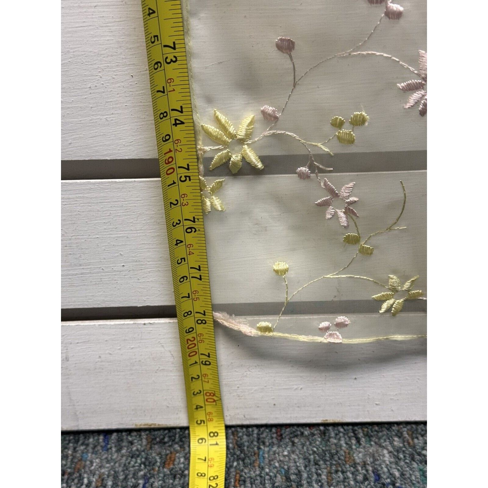 Other Vintage Sheer Scarf Dainty Embroidered Pastel Floral 79X16.5 Size ONE SIZE - 7 Thumbnail