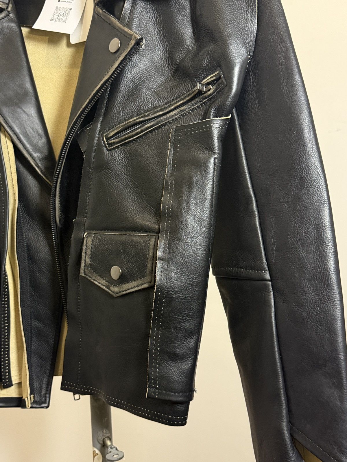 H&M × Maison Margiela Deconstructed Leather Biker Jacket Size XS / US 0-2 / IT 36-38 - 6 Thumbnail