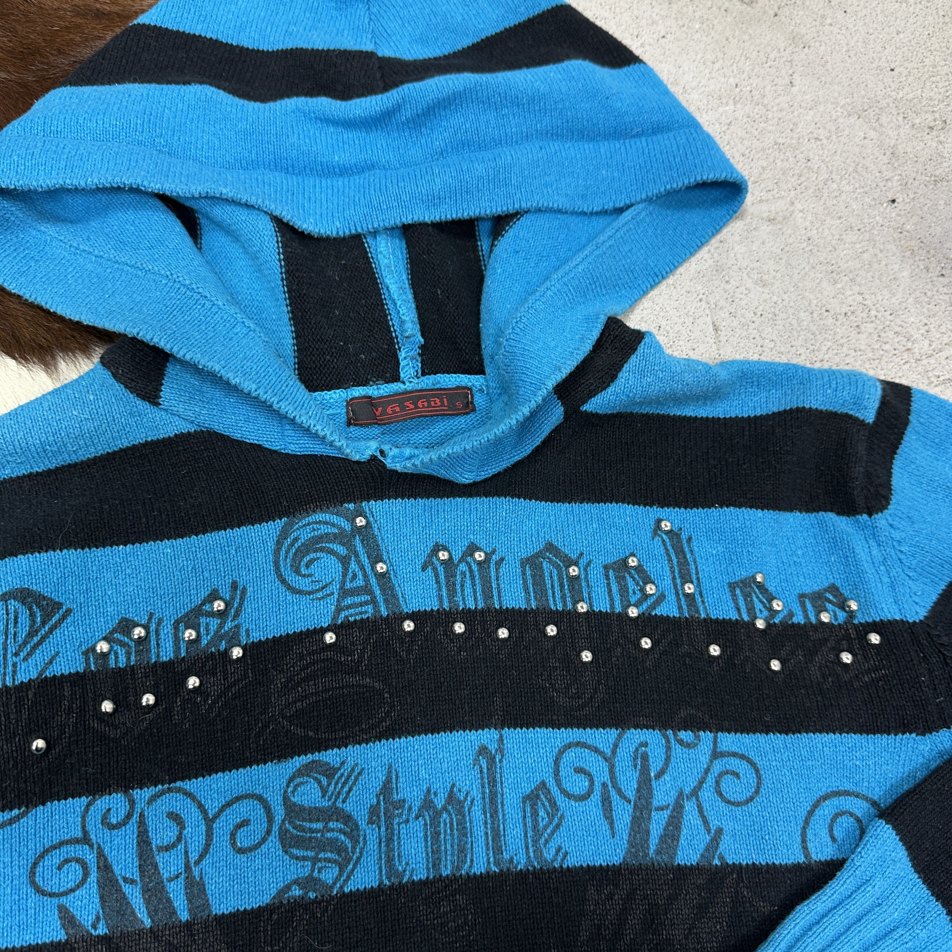 Vintage Vintage Rhinestones Stripped Hoodie Sweater Y2K Size S / US 4 / IT 40 - 5 Thumbnail