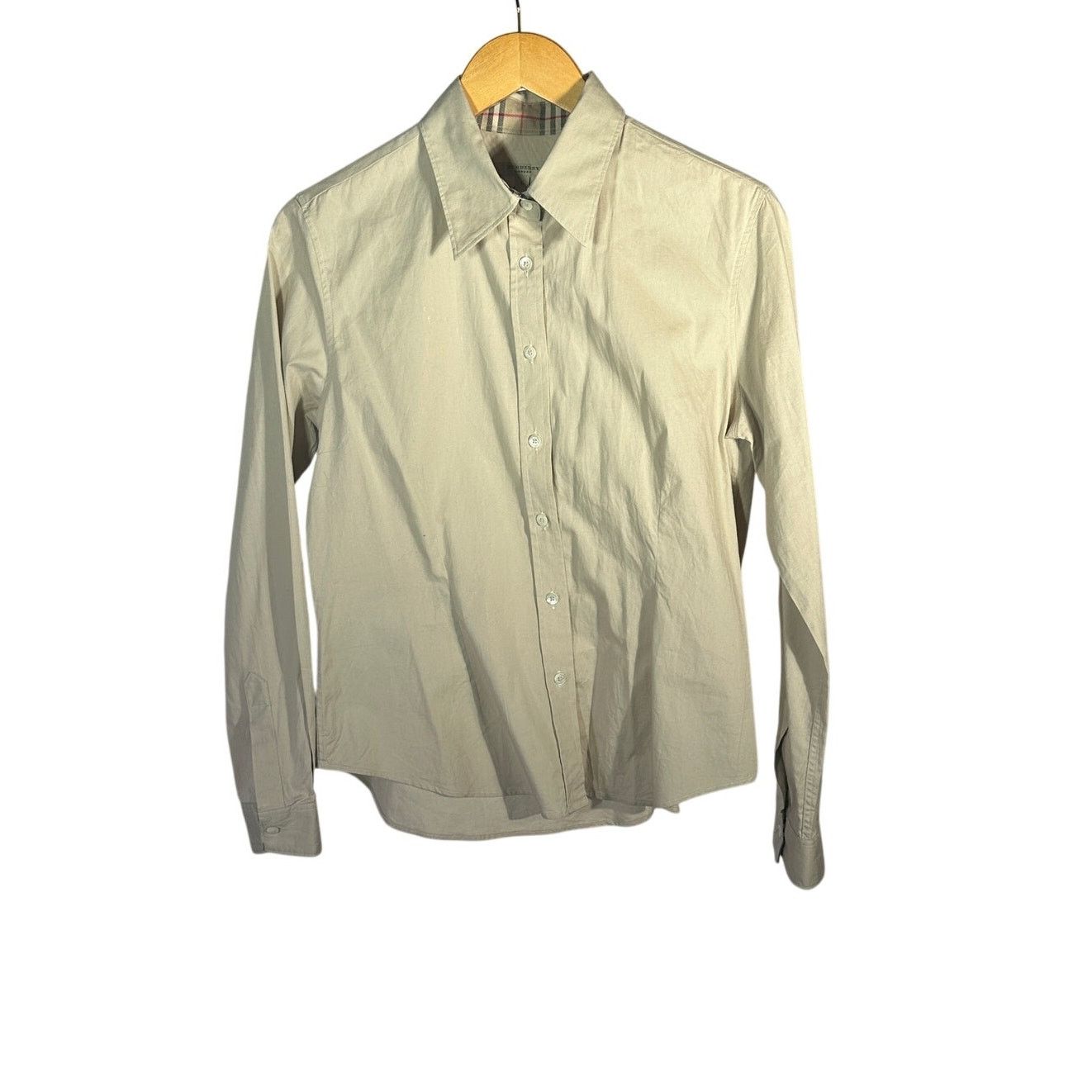 Burberry BURBERRY Classic Check Neck Long Sleeve Shirt Beige L Size L / US 10 / IT 46 - 6 Thumbnail