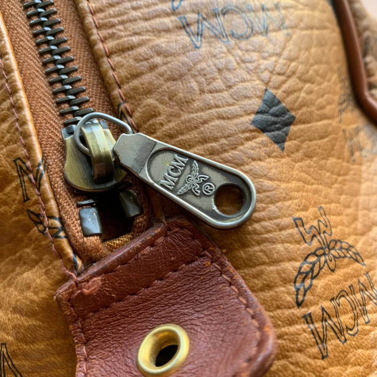MCM Vintage MCM Boston Brown Visetos Leather Hand Bag Size ONE SIZE - 7 Thumbnail