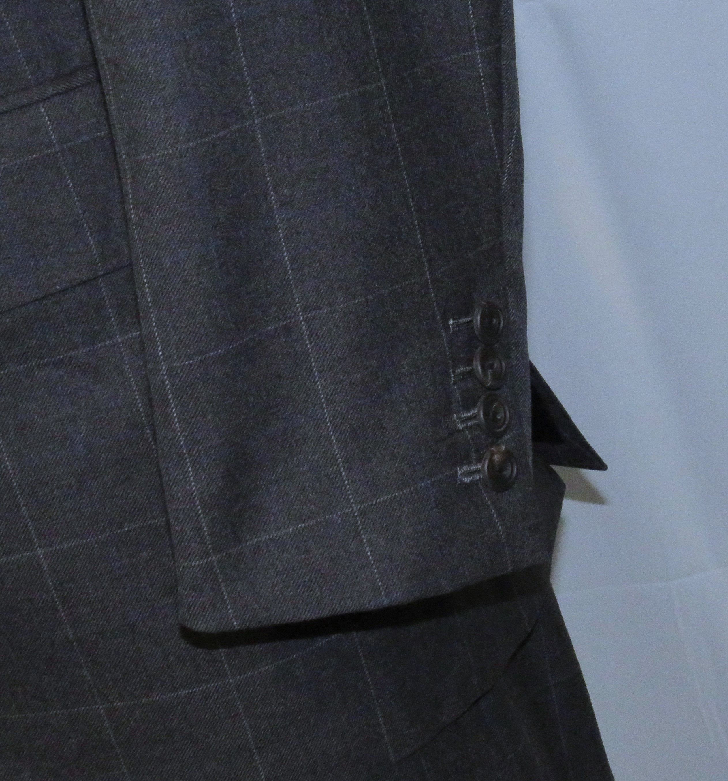 Henry Poole × Savile Row Bespoke Gray Windowpane Two Button Suit 38R Size 38R - 10 Thumbnail