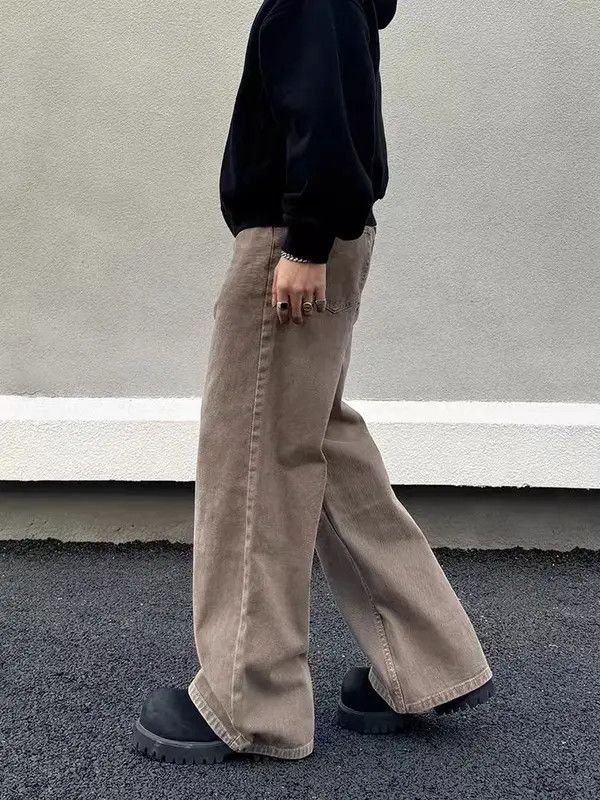Japanese Brand Street Vintage Washed Loose Micro Flare Brown Jeans Size US 32 / EU 48 - 3 Thumbnail