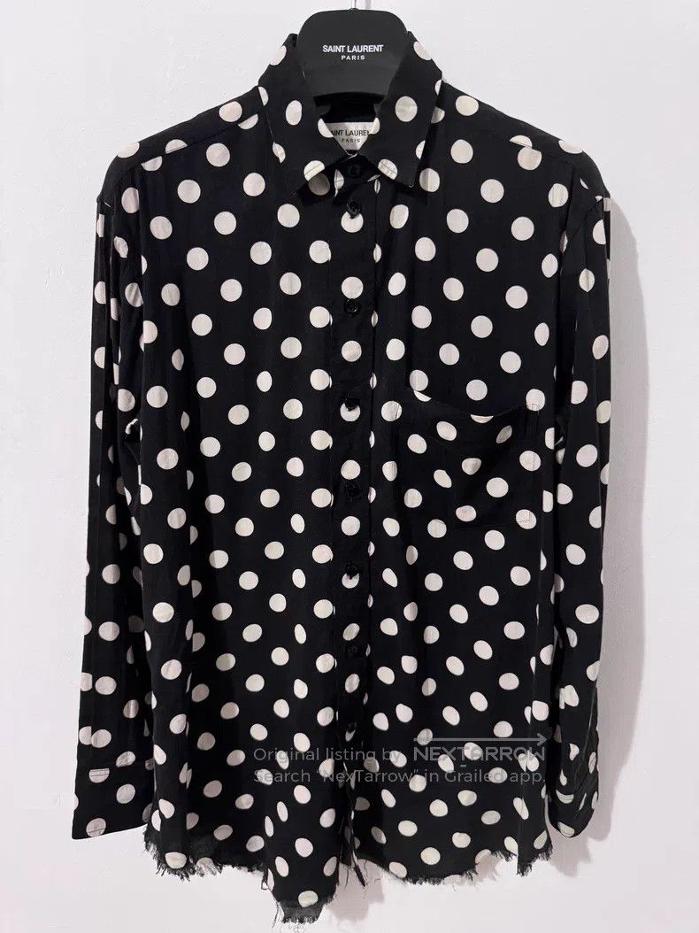 Saint Laurent Paris Saint Laurent Paris Black and white fringed large polka do Size XS / US 0-2 / IT 36-38 - 1 Thumbnail