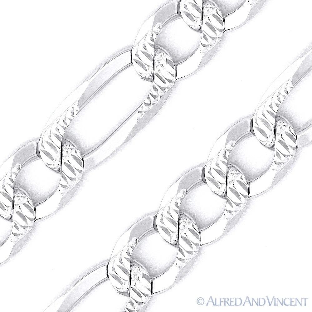 Other 8.4mm Figaro / Figaroa Link D-Cut Pave Chain Bracelet Size ONE SIZE - 2 Thumbnail