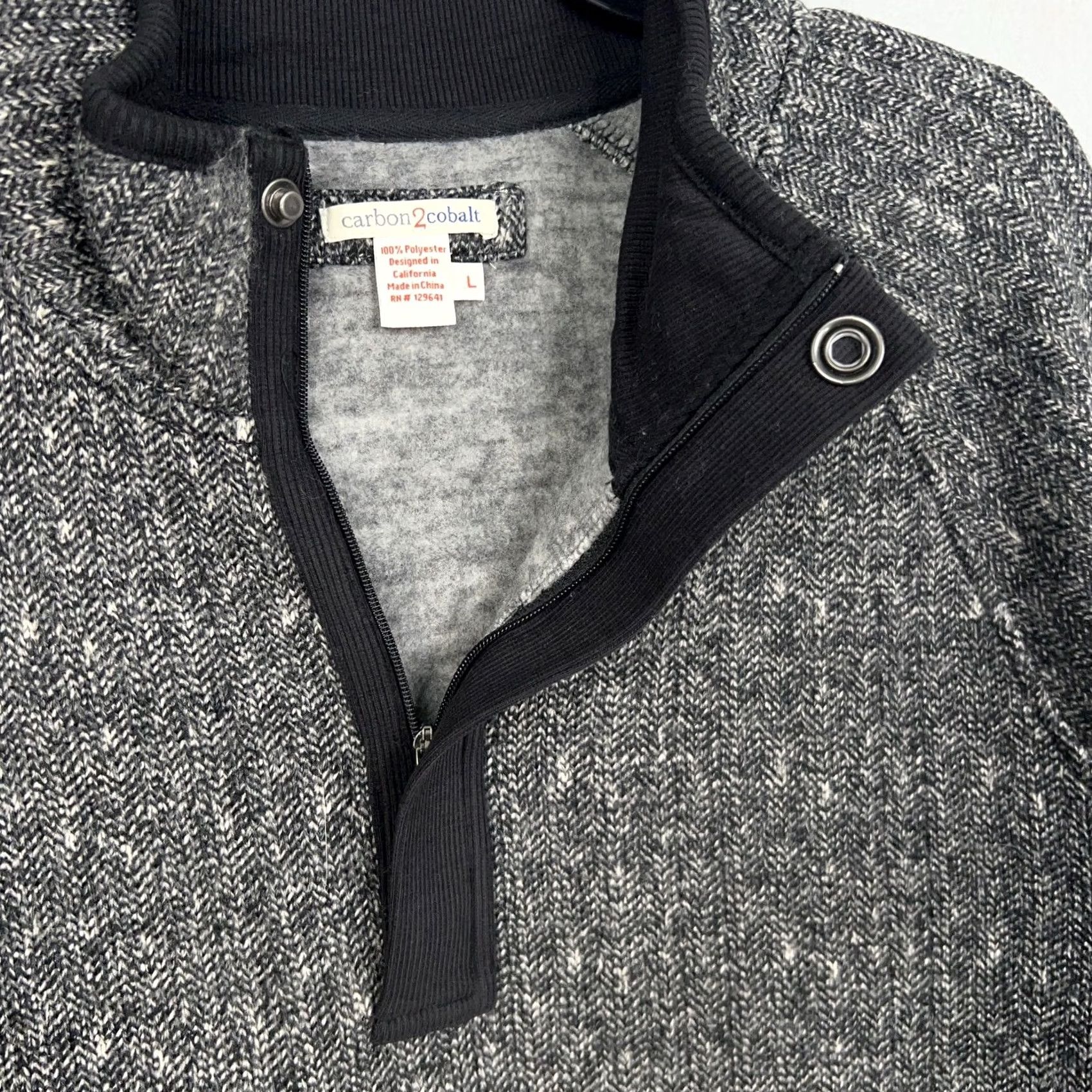 Carbon2Cobalt Carbon2Cobalt Sweater Mens Large Gray Fleece Mock Neck Quarter Snap Winter Warm Size US L / EU 52-54 / 3 - 5 Thumbnail