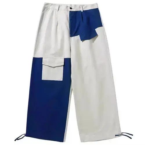 Jean 2019A/W Simple Blue Japan White Patchwork Track Pants Size US 32 / EU 48 - 3 Thumbnail