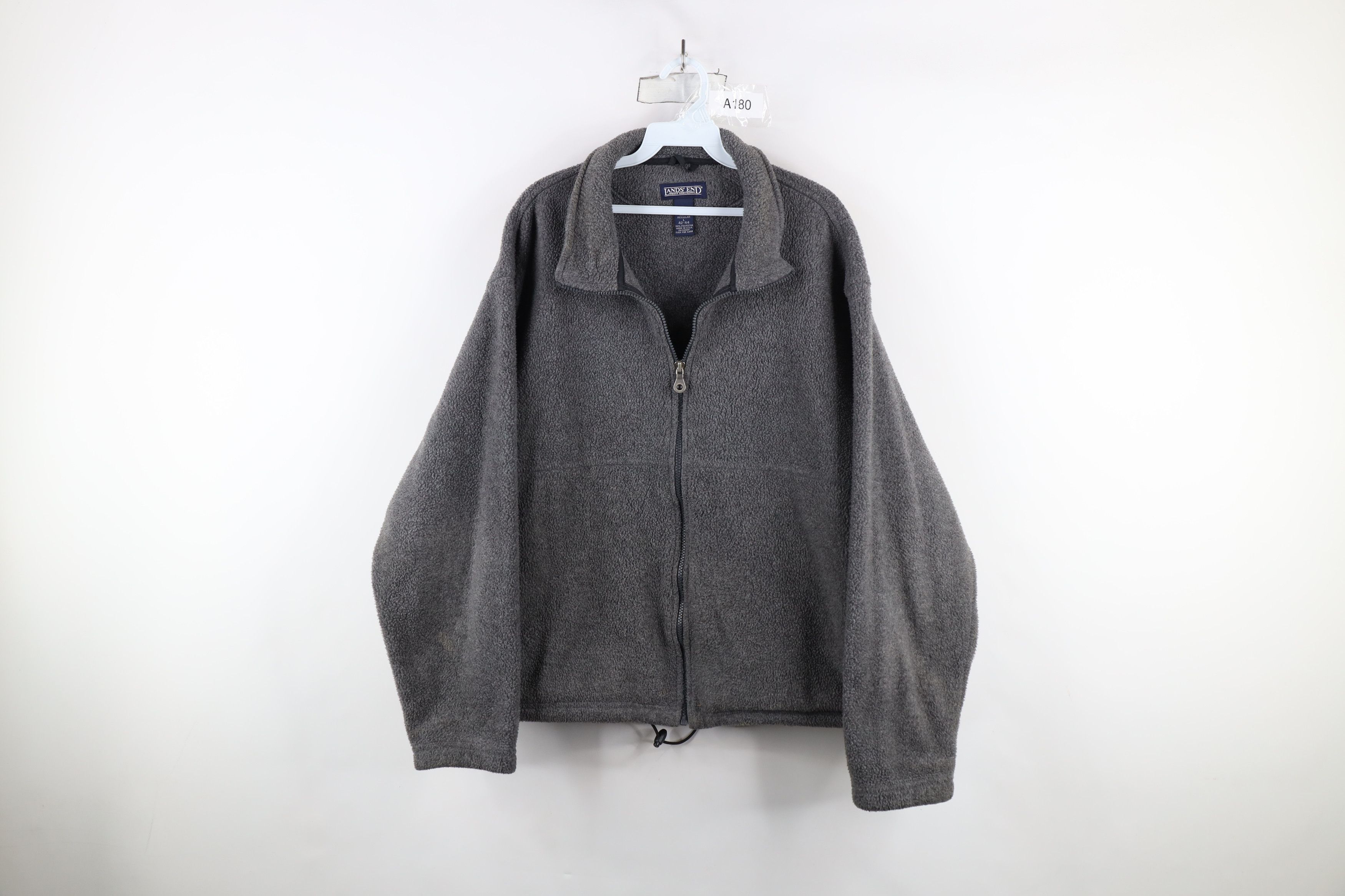 Lands' End × Vintage Vintage 90s Lands End Blank Fleece Full Zip Jacket Gray USA Size US L / EU 52-54 / 3 - 1 Thumbnail