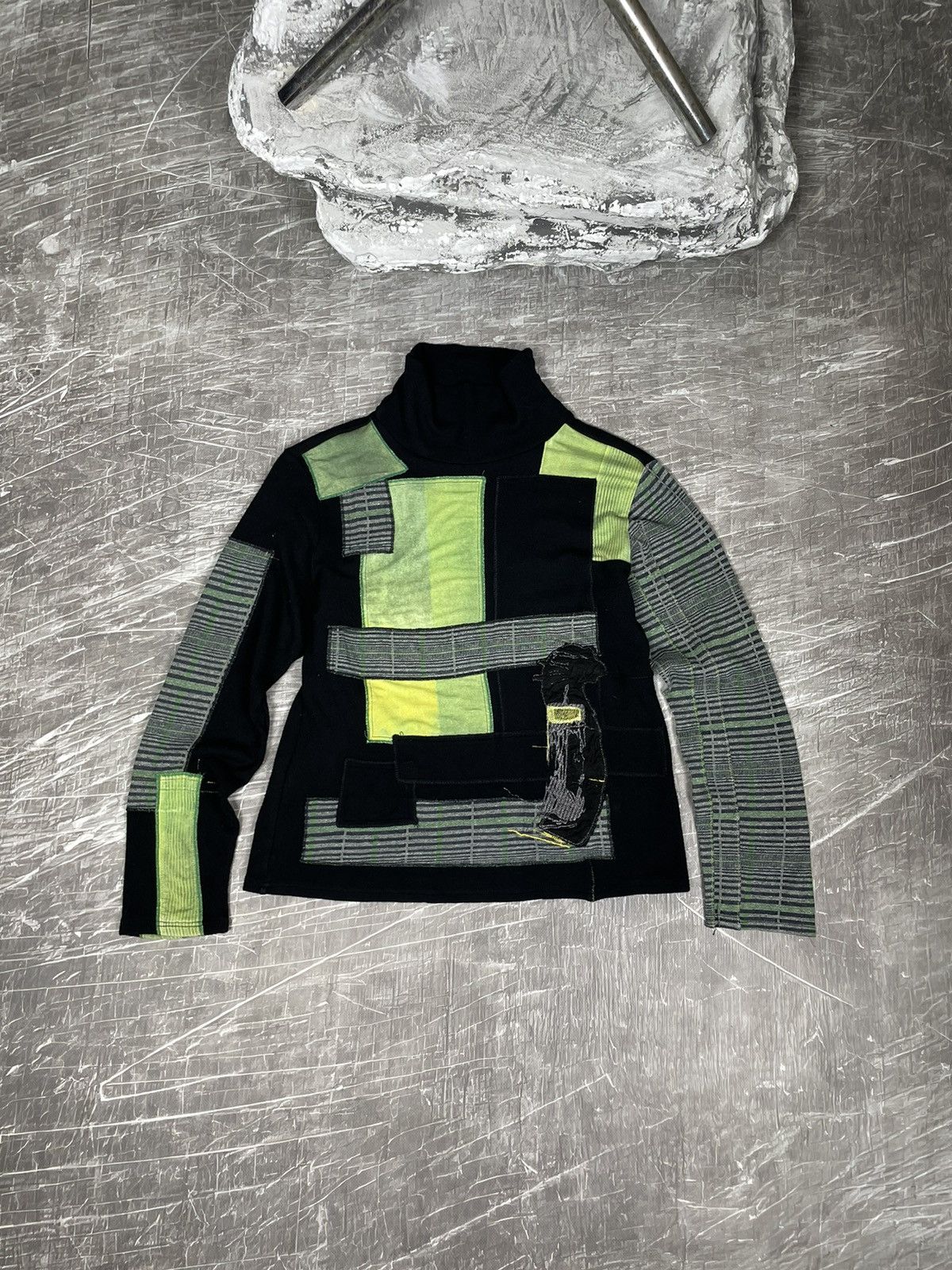 Japanese Brand ADV Y2K Patchwork Sweater Y2K Watanabe Yohji Yamamoto Style Size US M / EU 48-50 / 2 - 4 Thumbnail