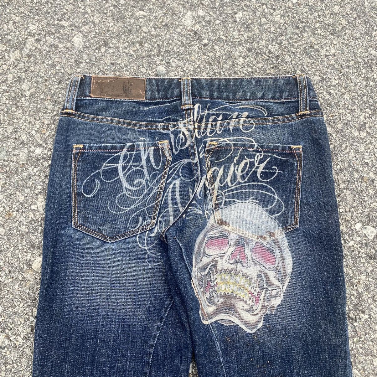 Christian Audigier Rare CHRISTIAN AUDIGIER Skull Tatoo Diamond Jeans Size US 28 / EU 44 - 2 Thumbnail