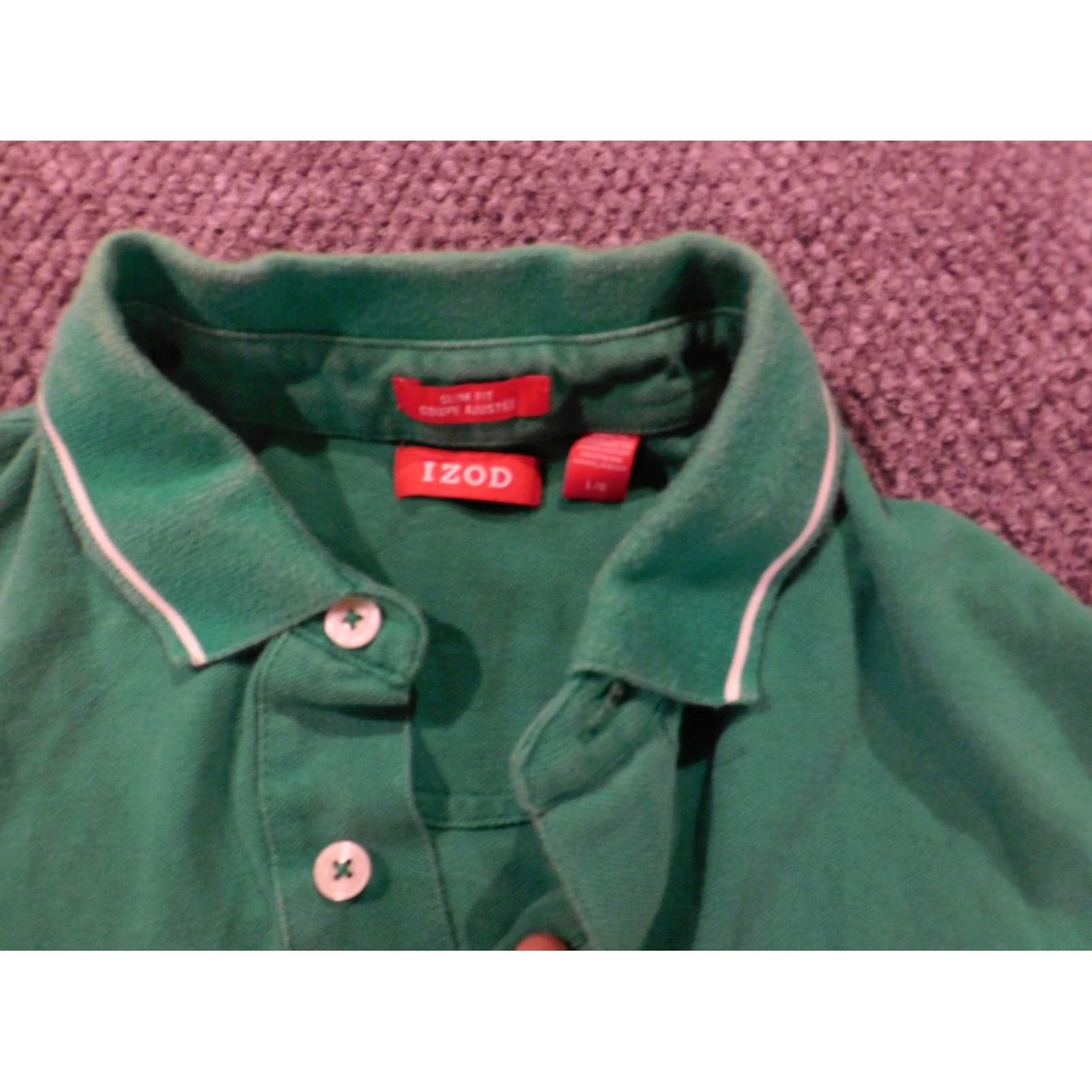 Izod Izod Polo Shirt L Green Slim Fit Button Mens Golf Shirt Size US L / EU 52-54 / 3 - 5 Thumbnail