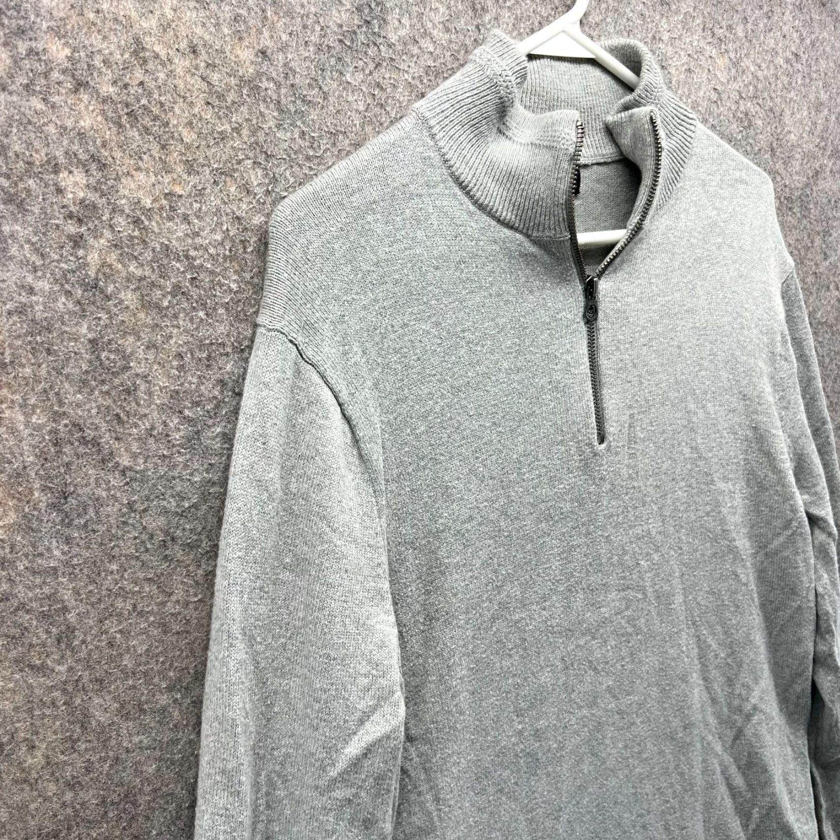 J.Crew VINTAGE J.CREW Sweater Mens Medium Gray Quarter Zip Organic Fleece Pullover Chunky Knit Mock Neck Long Sleeve Size US M / EU 48-50 / 2 - 7 Thumbnail