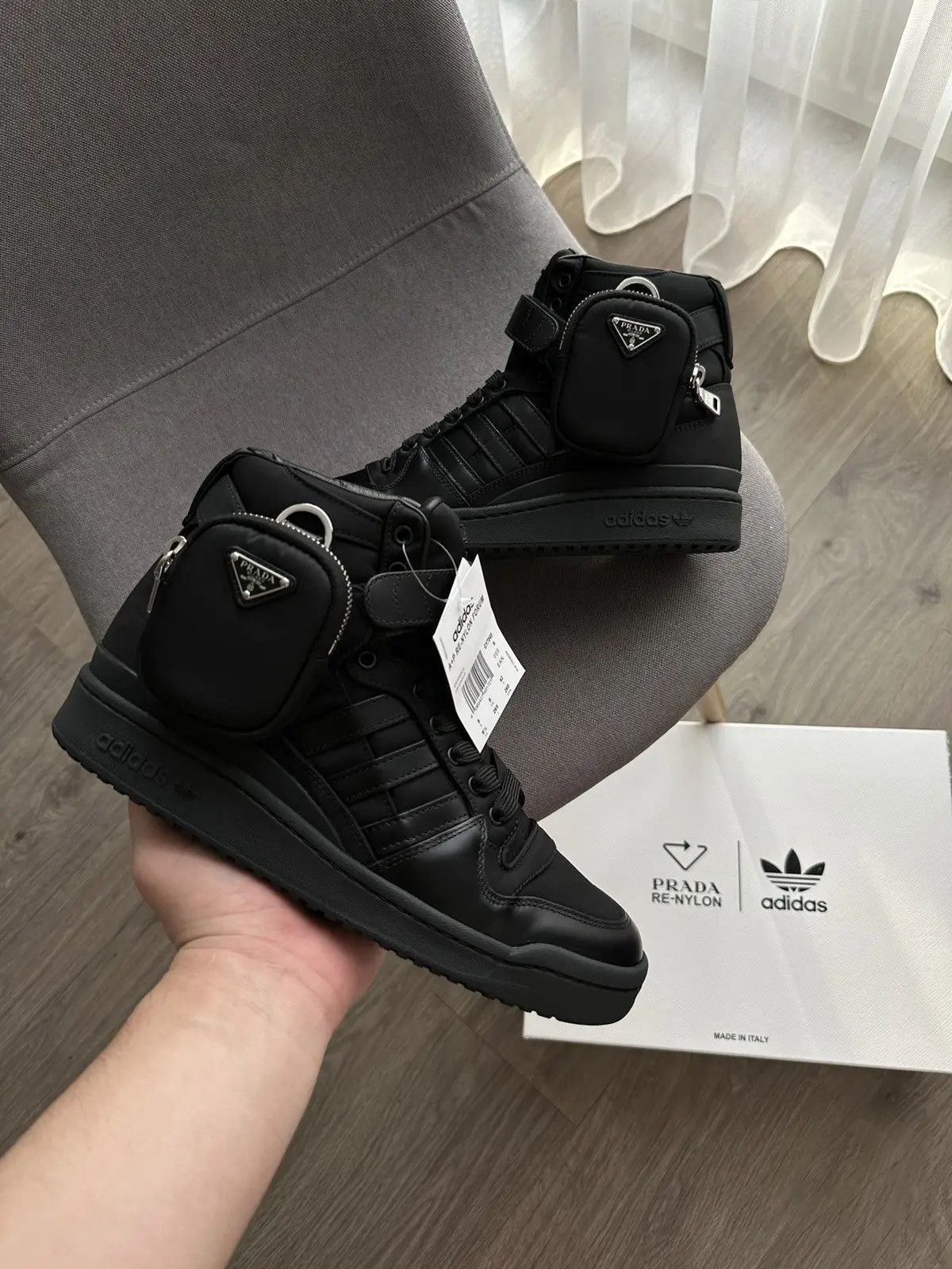 adidas gazelle silver green womens Adidas x Prada Unisex Re-Nylon Forum Black Low Top Sneakers main image 1