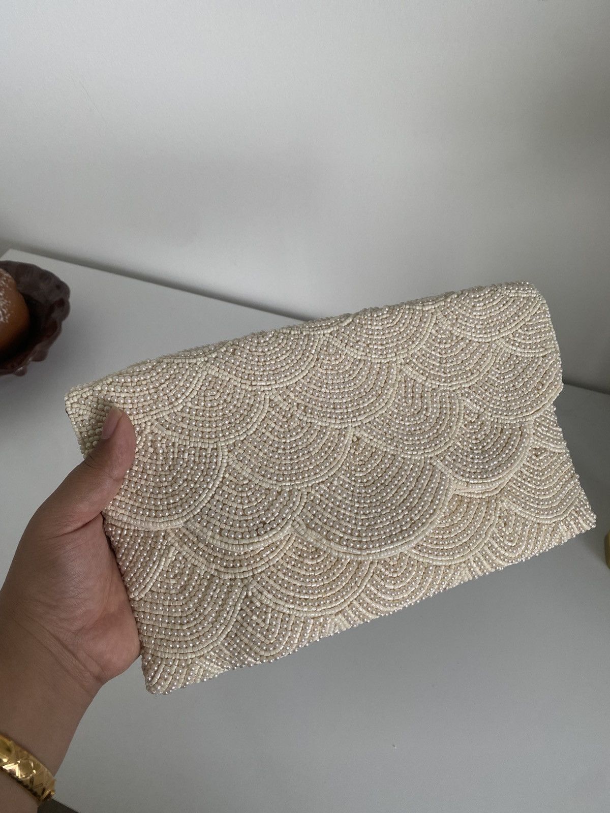 Other NWT Antik Kraft Hand Made Beaded Clutch Crossbody Cream Bag Size ONE SIZE - 5 Thumbnail