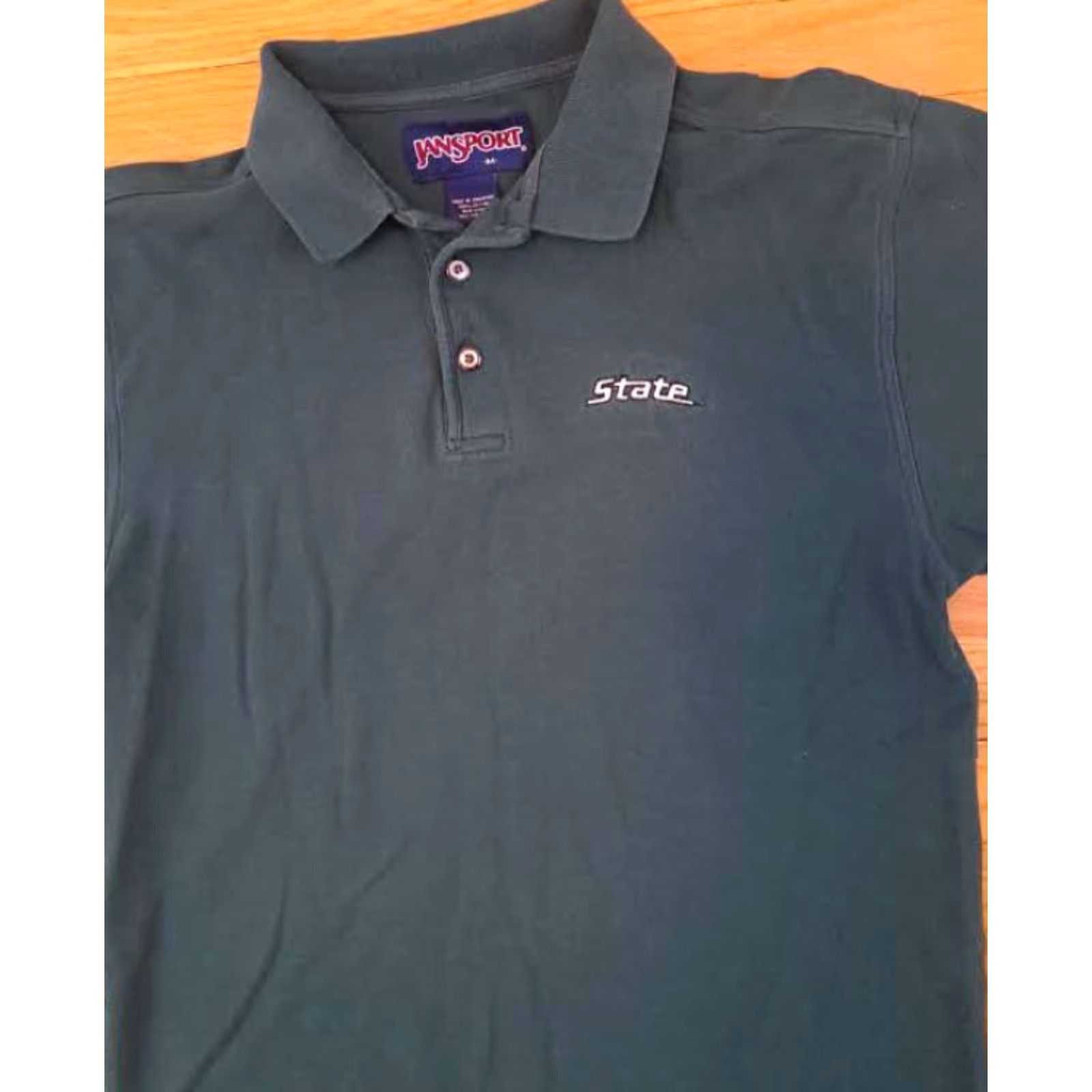 Jansport VINTAGE Jansport Michigan State Polo Shirt Button-Up Knit Medium Green Mens Short Sleeve 1/4 Button Polo-Golf Shirt Size US M / EU 48-50 / 2 - 6 Thumbnail
