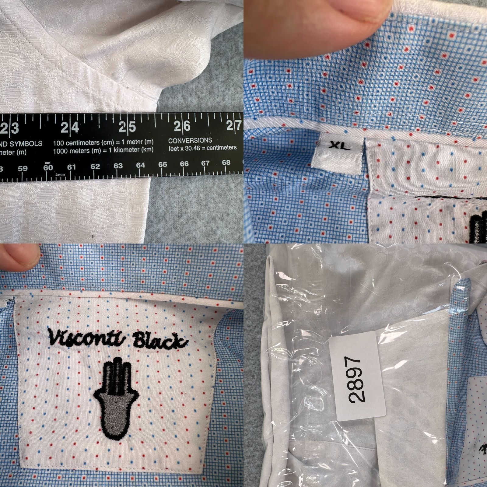 Vintage VINTAGE? No — Visconti Black Button-Up Shirt White XL Long Sleeve Collared Button-Up Men’s Regular XL White Visconti Black Classic Solid Casual Travel Size 46R - 8 Thumbnail