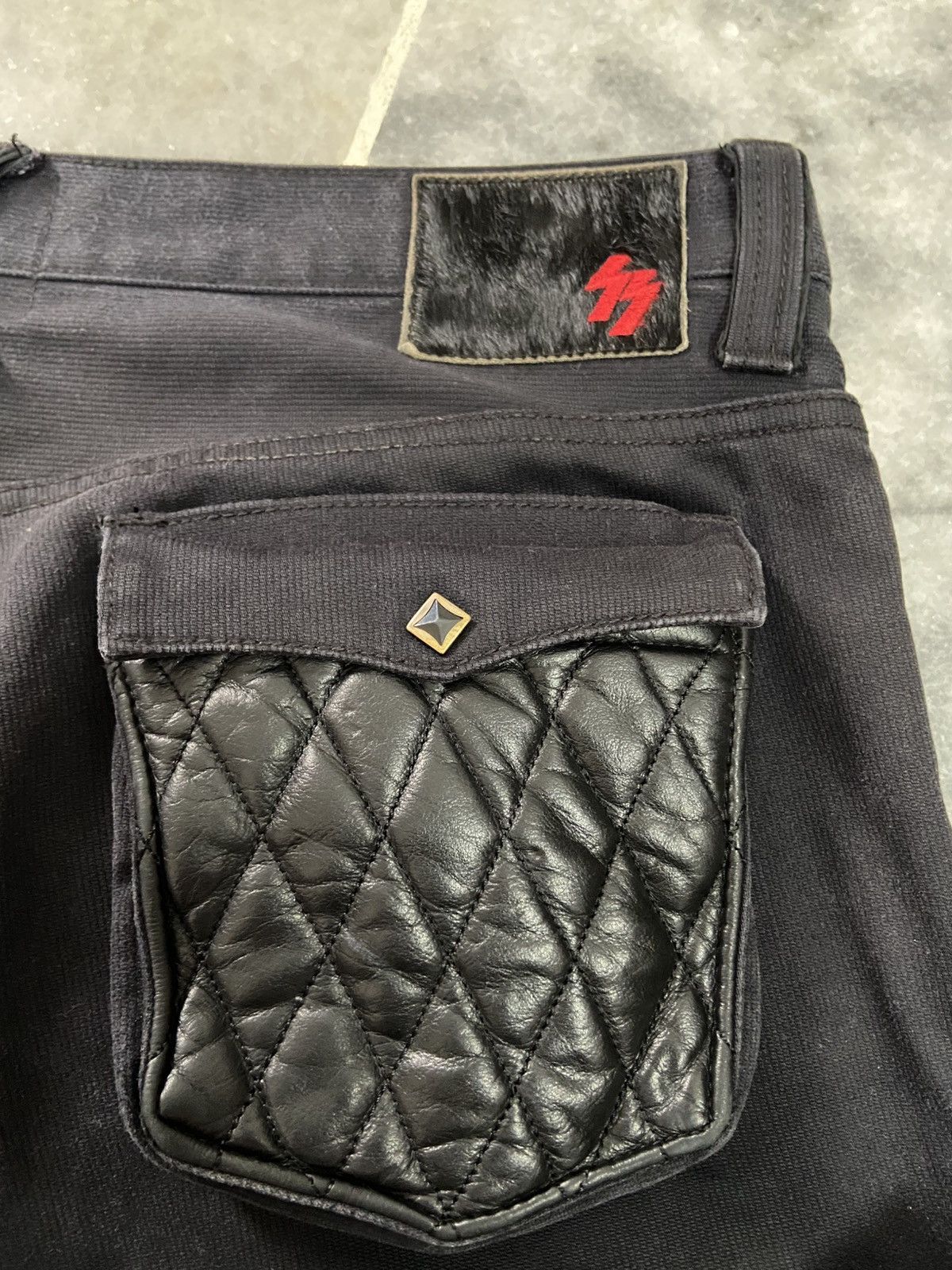 Japanese Brand SKULL FLIGHT Type2 Stretch Leather Pocket Flare Jeans Size US 35 - 5 Thumbnail