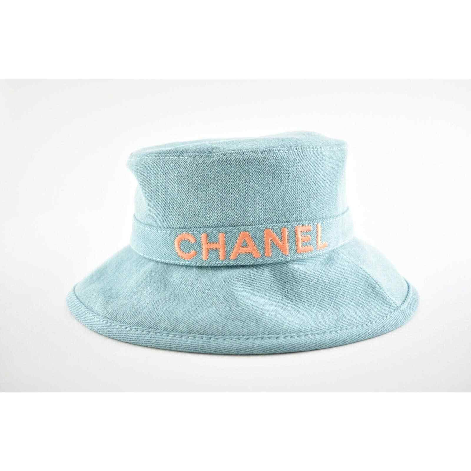 Chanel Chanel CC Logo Denim Cotton Cloche Sun Bucket Hat M Medium Size ONE SIZE - 4 Thumbnail