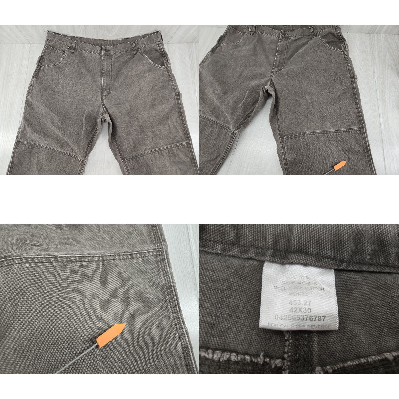 Vintage KEY Lakin & McKey Pants Mens 41x30 Double Knee Canvas Gray Carpenter Pants Mens 41x30 Gray Canvas 100% Cotton Regular Inseam 30 Size US 41 - 8 Thumbnail