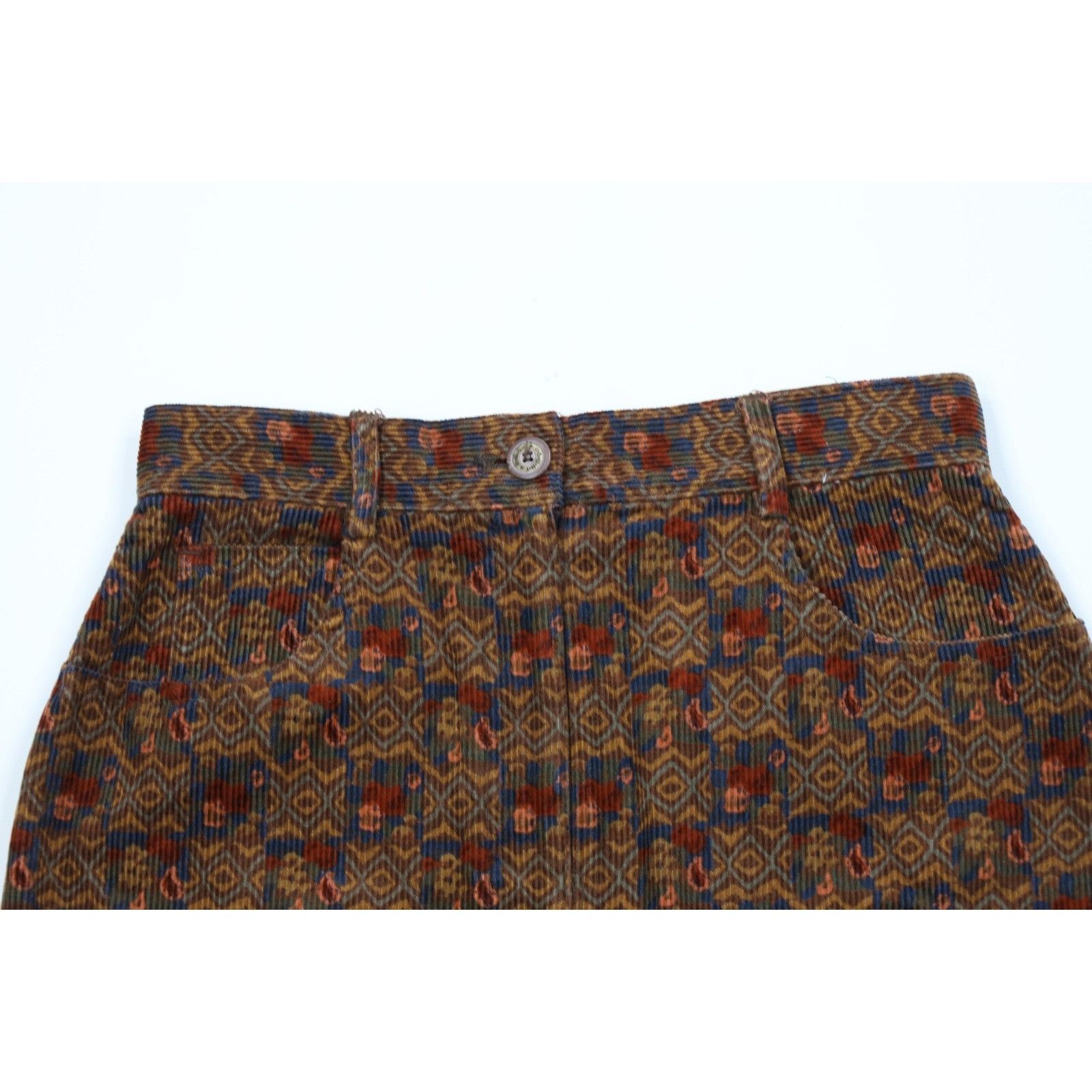 Vintage Vintage 90s Streetwear Rainbow Paisley Corduroy Skirt Size 26" / US 2 / IT 38 - 2 Thumbnail