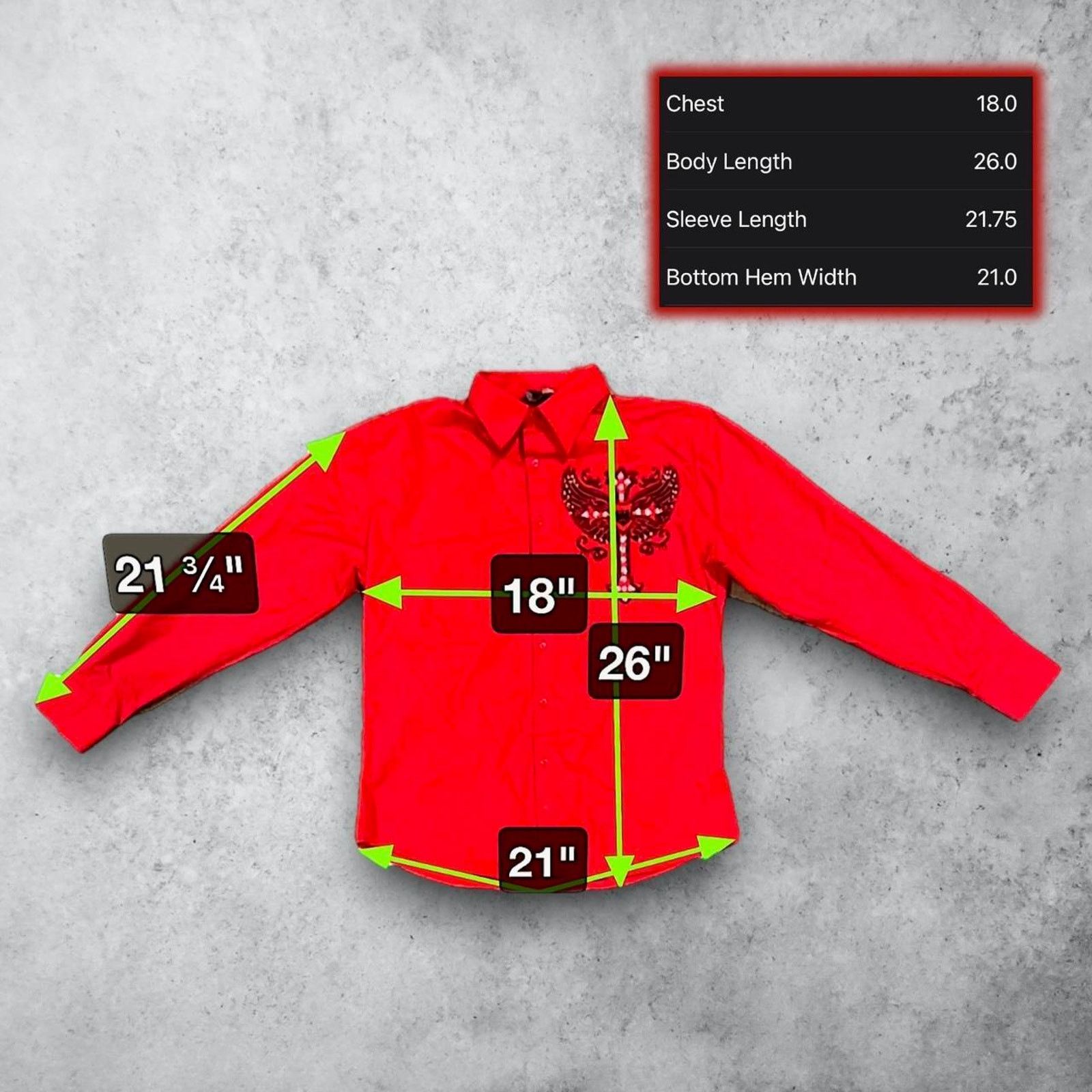 Affliction Affliction Cross & Wings Long-Sleeve Red Button-Up Shirt Size US M / EU 48-50 / 2 - 5 Thumbnail