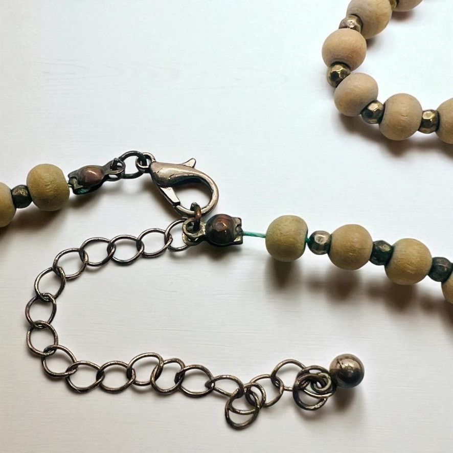 Vintage Rose Quartz Pendant Necklace-Wood Beads-Boho Chic-Gemstone Size ONE SIZE - 7 Thumbnail