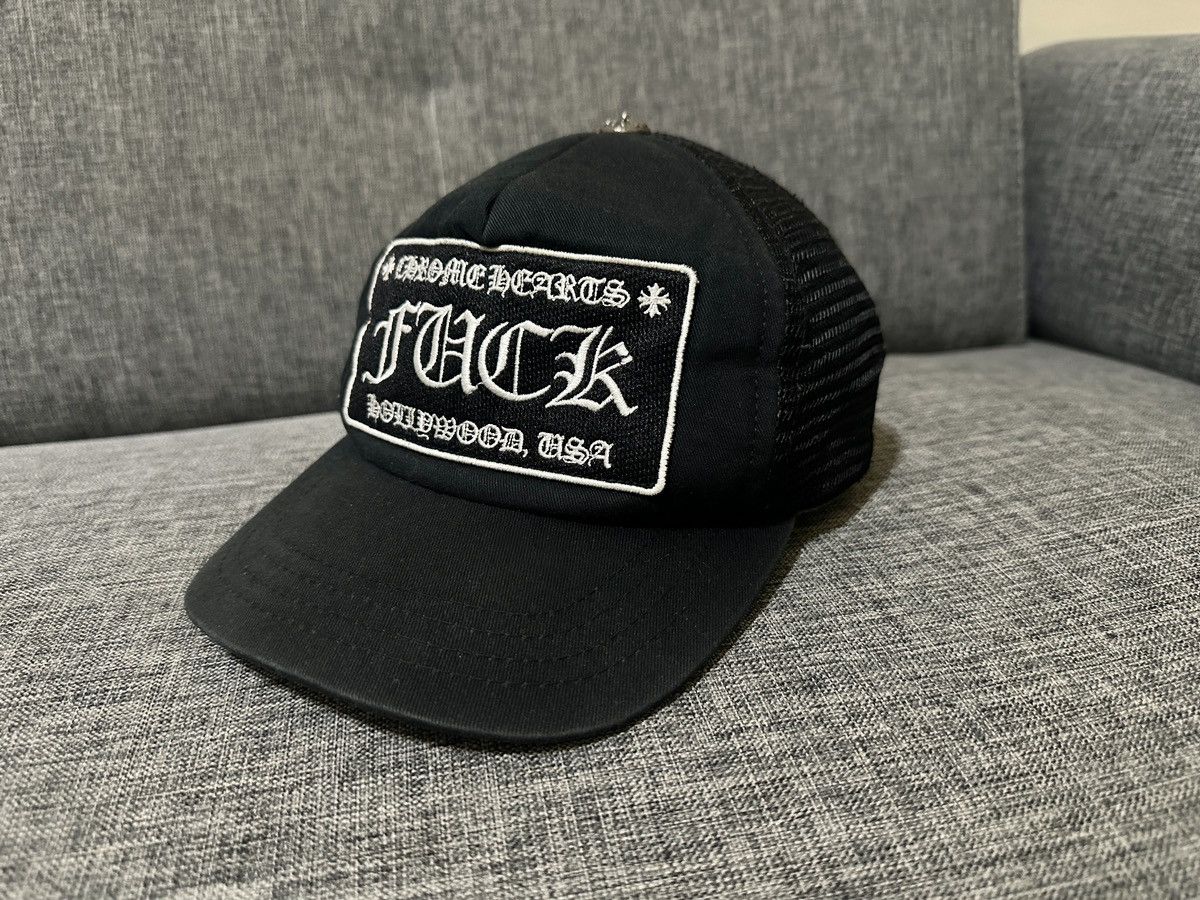 Pre-owned Chrome Hearts Hollywood “fuck” Hat/ Cap In Black