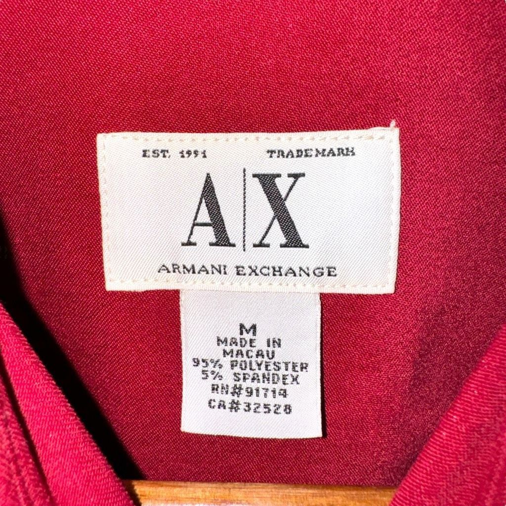 Armani Armani Exchange Crimson Red Sueded Button Up Shirt Size M Size US M / EU 48-50 / 2 - 2 Thumbnail
