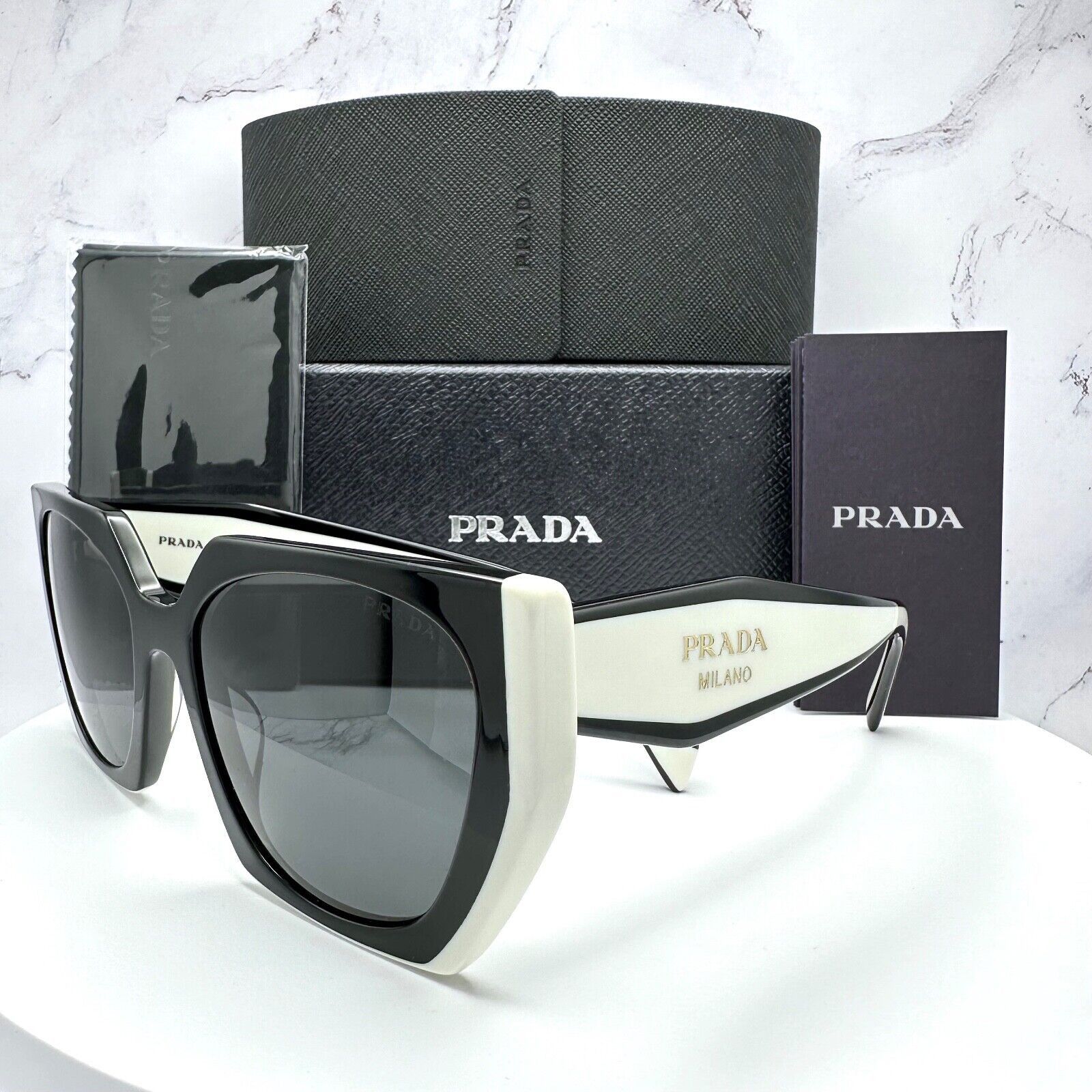 Prada New Prada Sunglasses Womens Black White Symbole Logo Size ONE SIZE - 20 Thumbnail