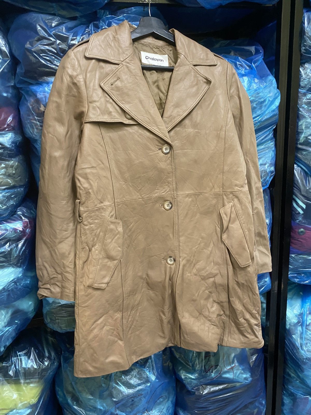 Hussein Chalayan Vintage Chalayan Light Brown Italian Leather Trench Coat Size S / US 4 / IT 40 - 3 Thumbnail