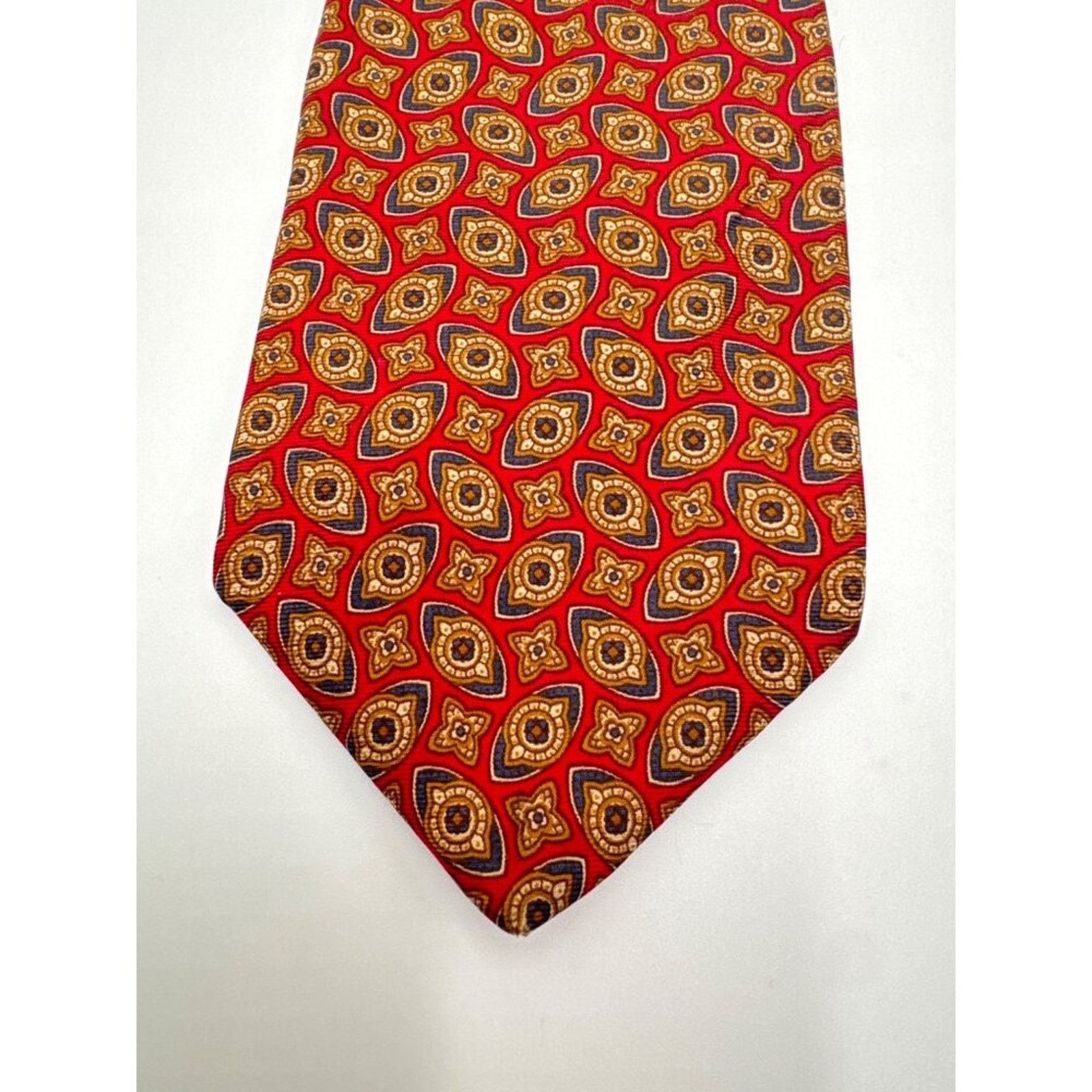 Bert Pulitzer Bert Pulitzer Signature Collection Mens Silk Tie Red & Gold Size ONE SIZE - 3 Thumbnail