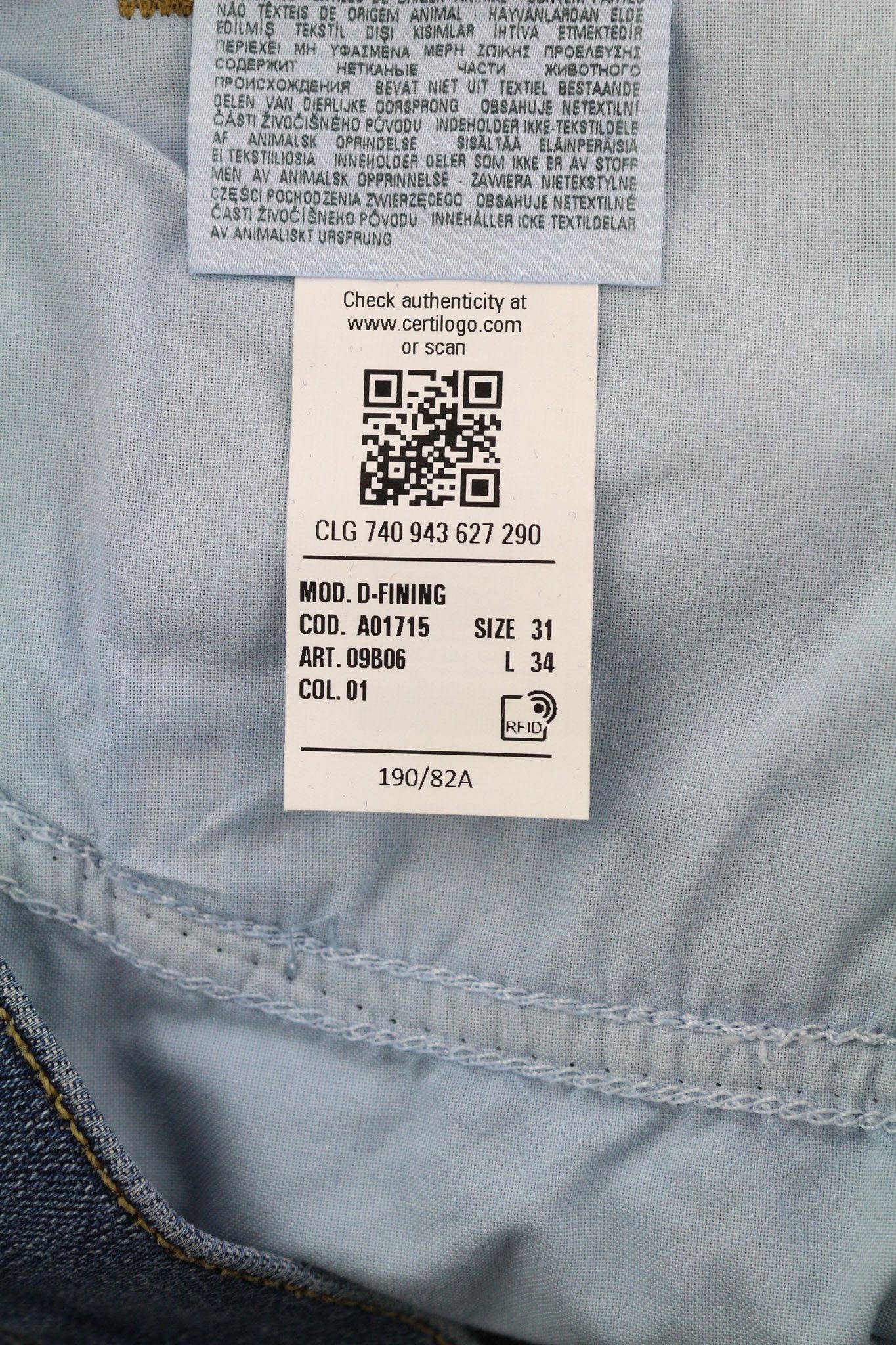 Diesel D-FINING 09B06 W31/L34 Stretch Washed 40428 Size US 31 - 12 Thumbnail