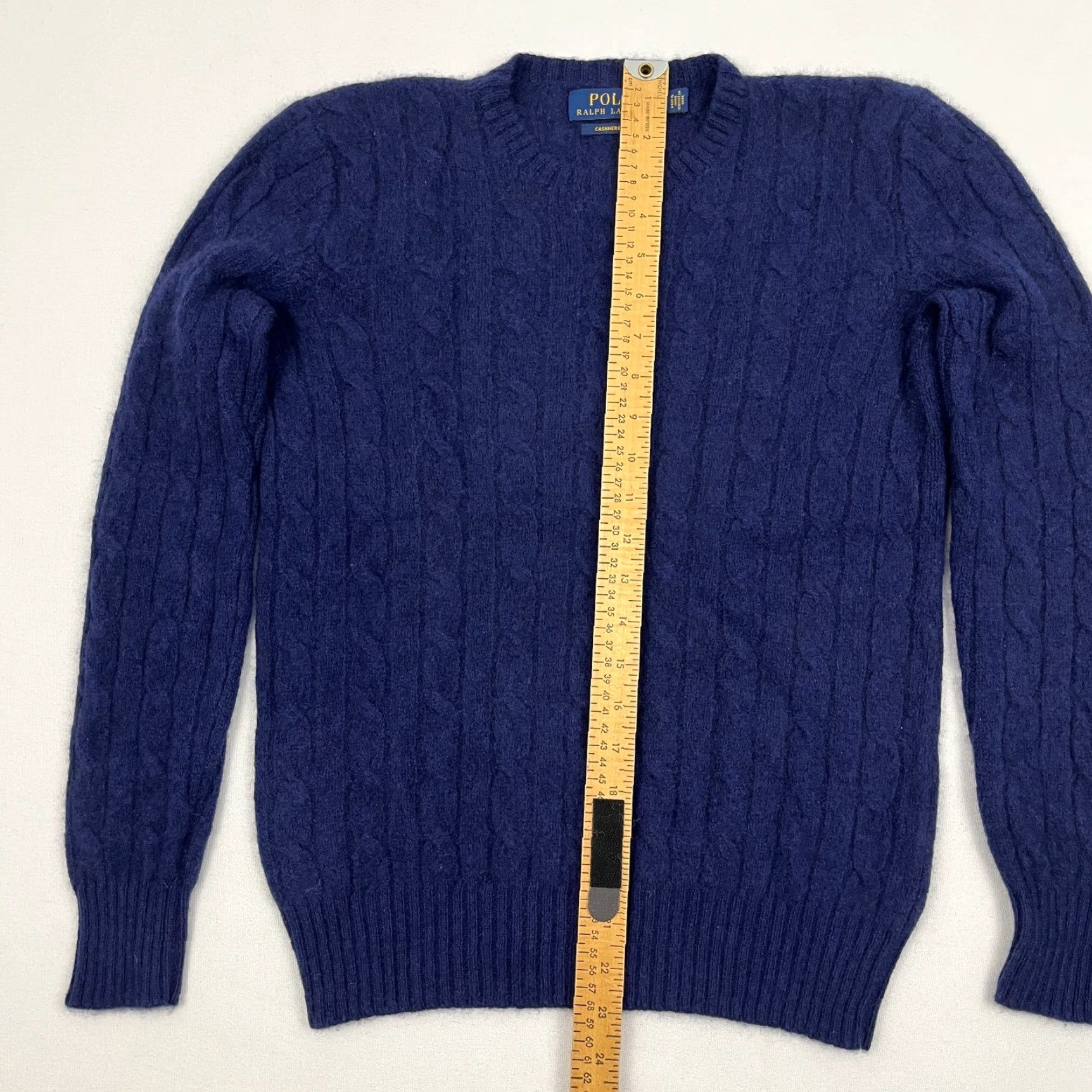 Polo Ralph Lauren Polo Ralph Lauren Cashmere Sweater Womens S Blue Cable Knit Ribbed Crew Academia Size S / US 4 / IT 40 - 4 Thumbnail