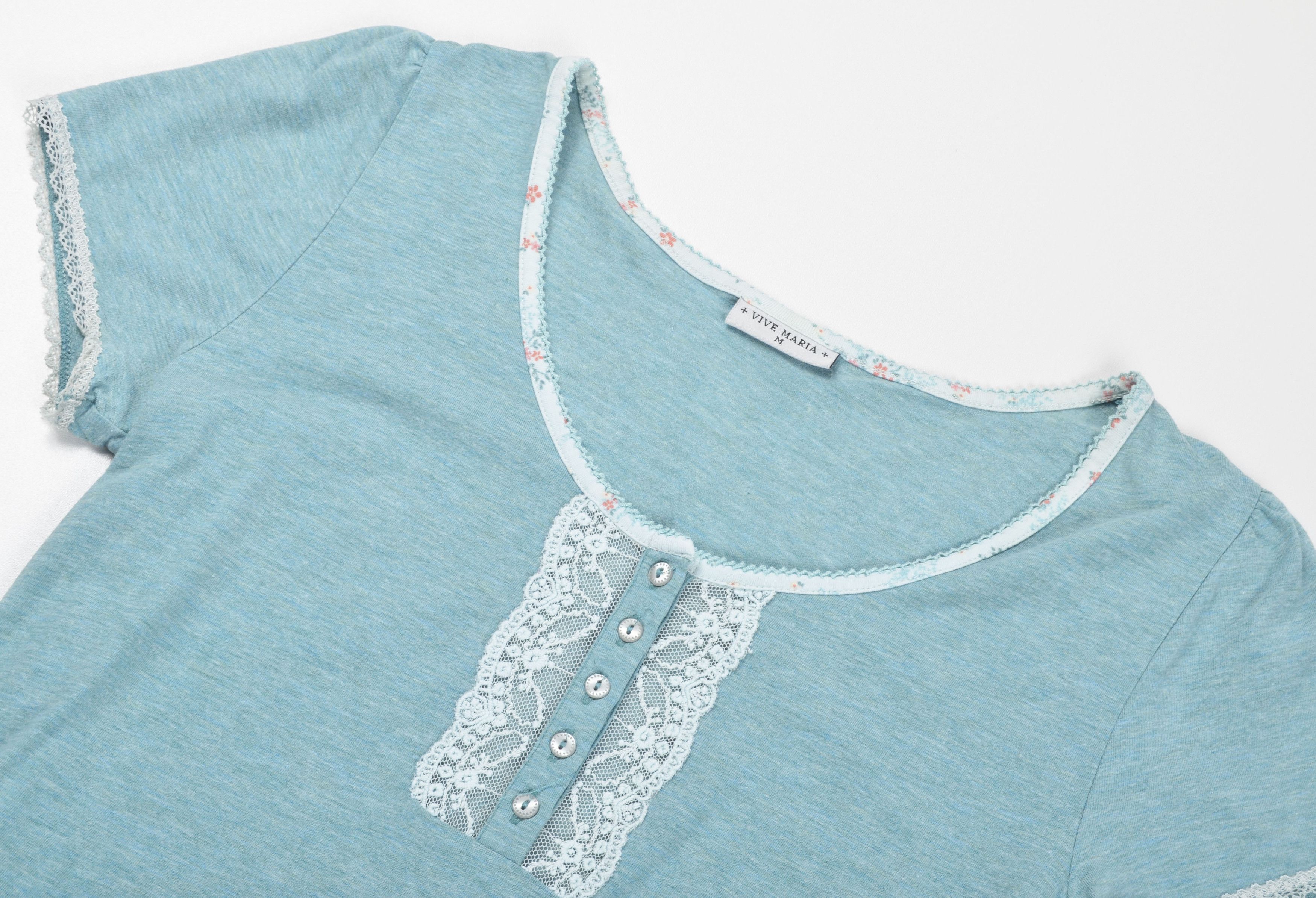 Vintage Vive Maria Y2K Cottagecore Blue Short Sleeve T-shirt Size M / US 6-8 / IT 42-44 - 5 Thumbnail