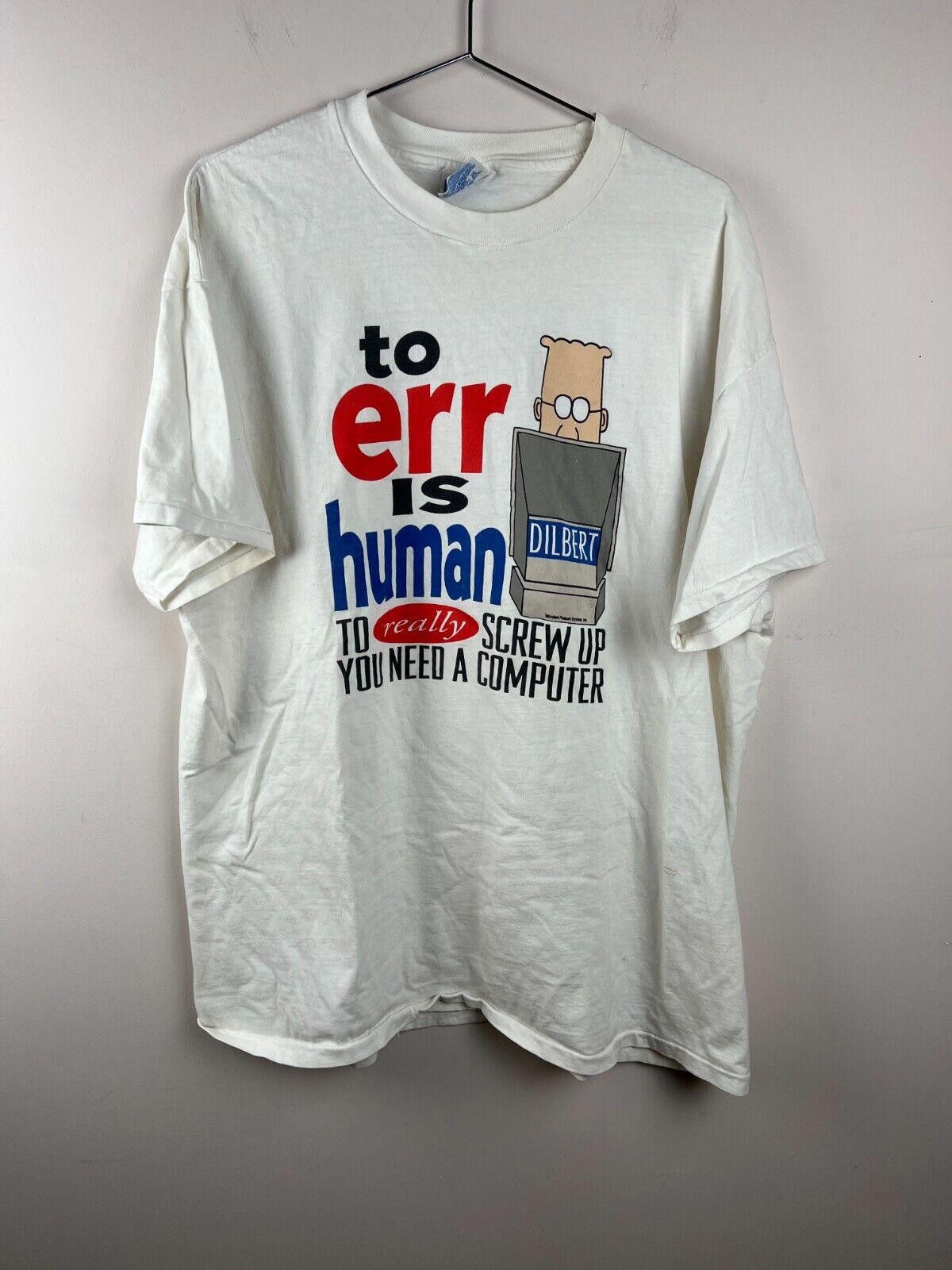 Hanes Vintage 90s Dilbert to err is human T-shirt Single Stitch Size US XXL / EU 58 / 5 - 1 Thumbnail
