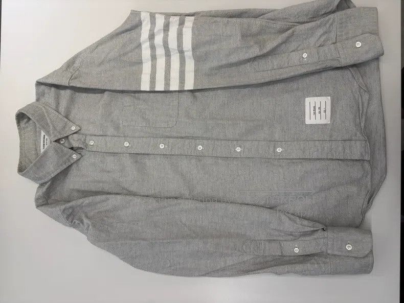 Thom Browne Thom Browne Gray Long Sleeve Shirt Size US XL / EU 56 / 4 - 1 Thumbnail