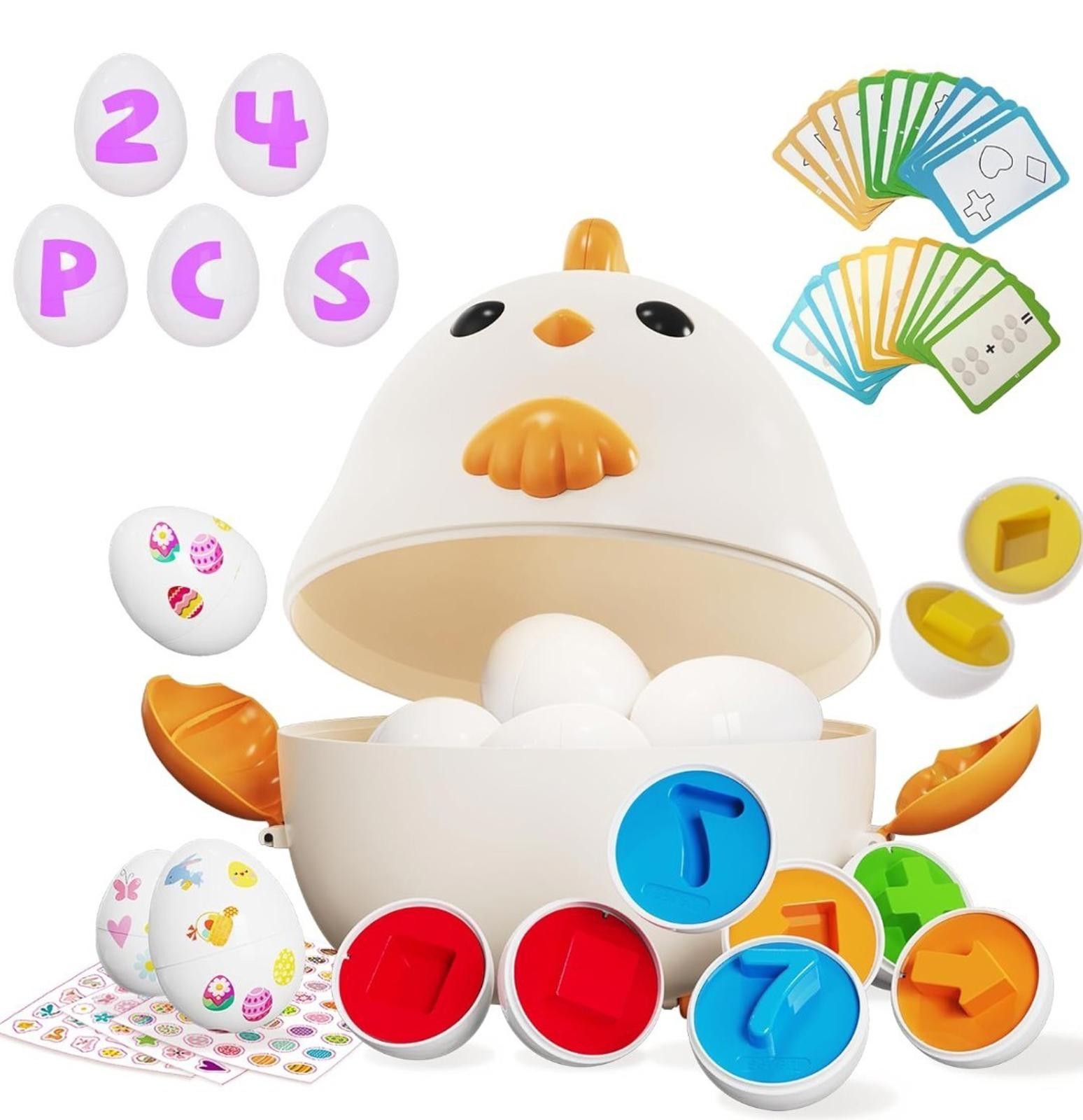 The Unbranded Brand Matching Eggs Toy for Toddlers Shape Color Learning Set Size ONE SIZE - 1 Thumbnail
