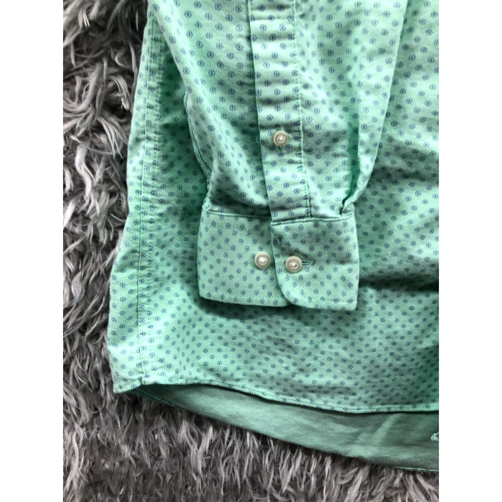 Stafford Stafford Travel Shirt Mens Regular Size 15.5 Green Long Sleeve Button-Up Collar Spread Geometric Pattern Modern Classic Outdoor Size US L / EU 52-54 / 3 - 2 Thumbnail