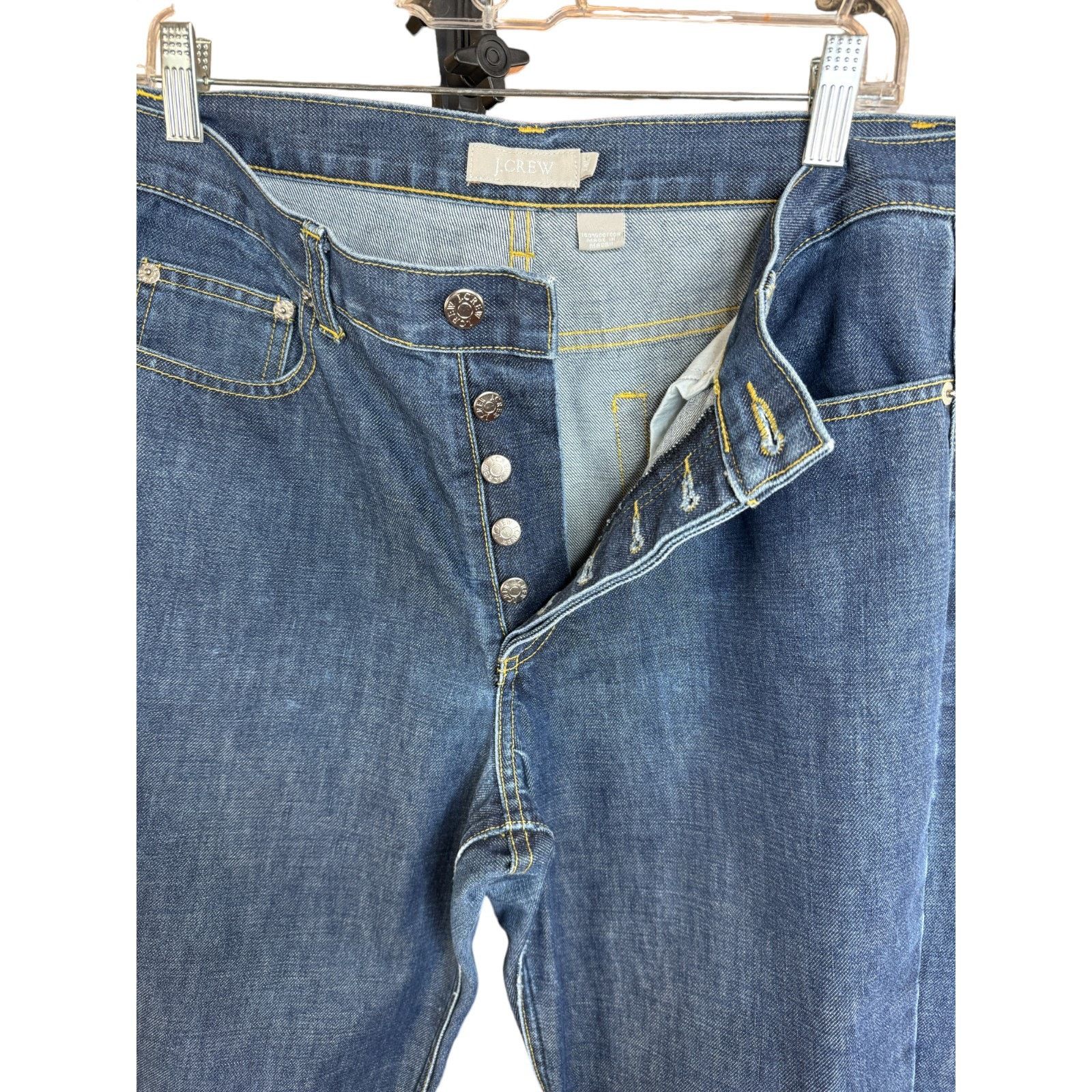 J.Crew J. Crew Dark Wash Button-Fly Boot Cut Jeans 14L 5-Pocket Size 36" / US 14 / IT 50 - 6 Thumbnail