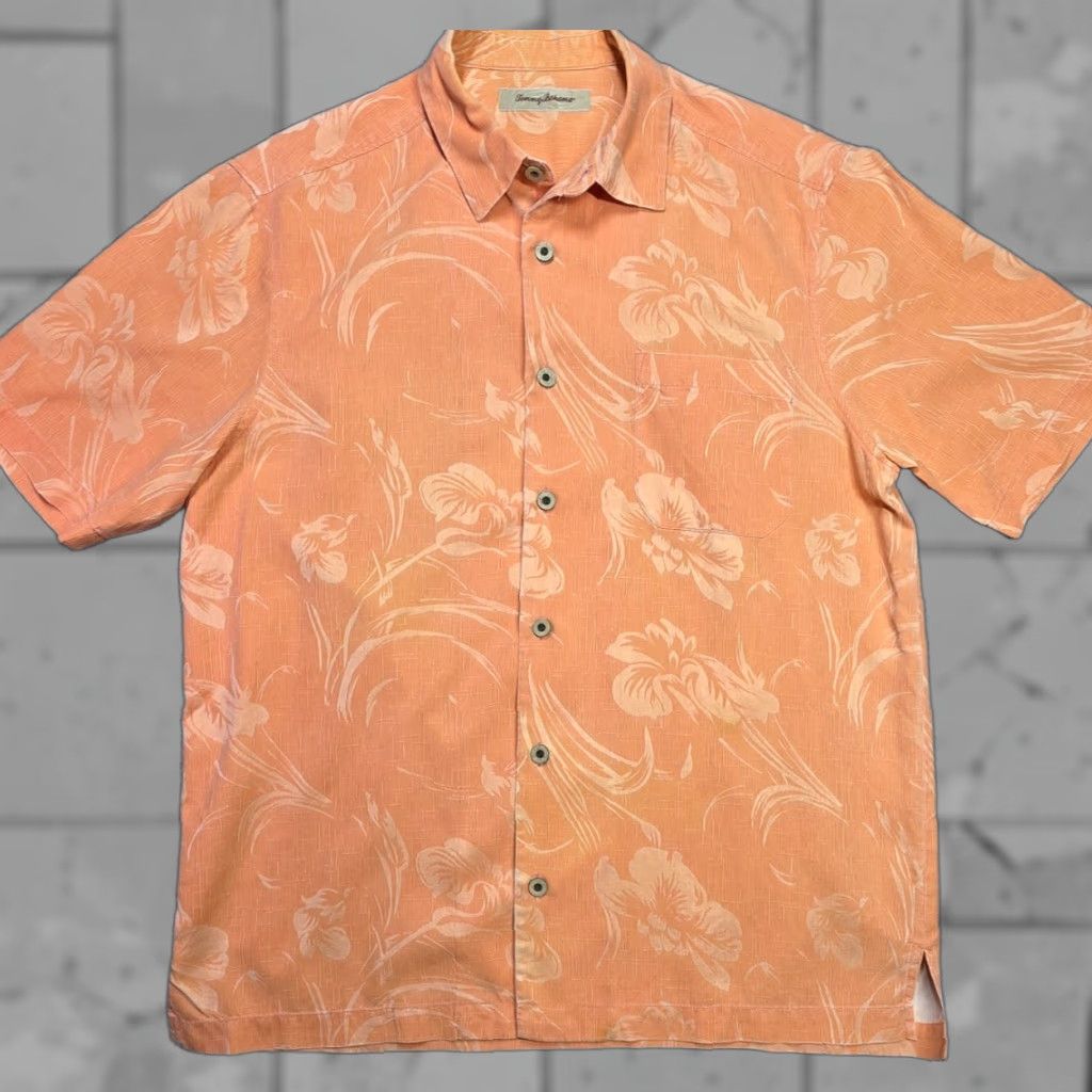 Tommy Bahama TOMMY BAHAMA Short Sleeve Camp Shirt Orange Silk Jacquard Floral Men M Size US M / EU 48-50 / 2 - 1 Thumbnail