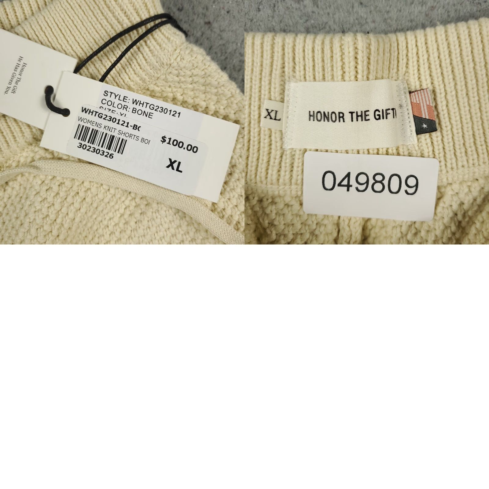 Honor the Gift HONOR THE GIFT Sweat Shorts Womens XL Ivory Knit Casual Activewear Size 40" / US 18 - 8 Thumbnail