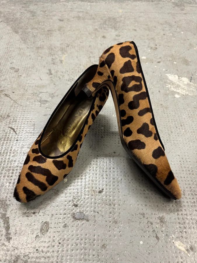 Designer × Prada × Vintage 2000s Prada Pony Hair Leopard Heels Pumps Size US 8 / IT 38 - 11 Thumbnail