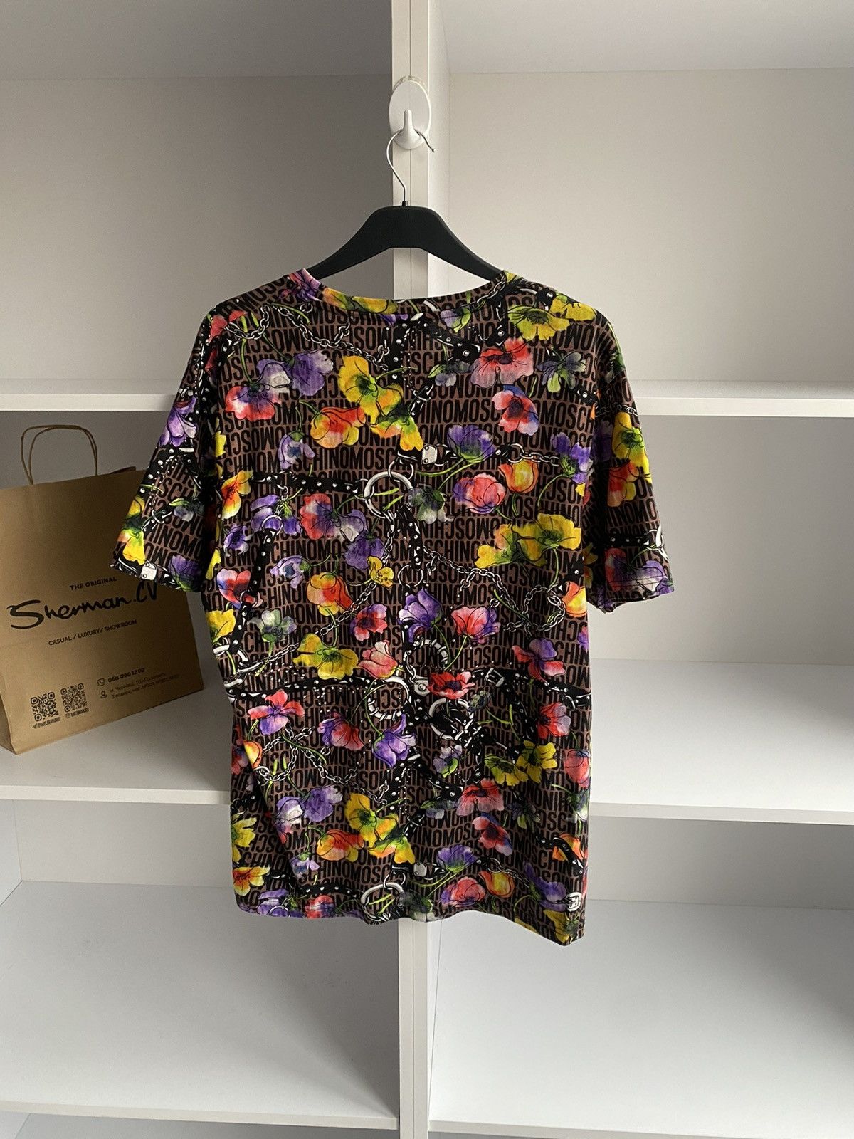 Moschino × Vintage Vintage MOSCHINO FLORAL SWIM LOGO TEE Size US M / EU 48-50 / 2 - 13 Thumbnail