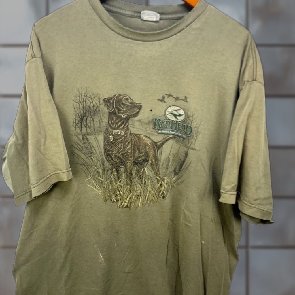 VINTAGE Bass Pro Shops T-Shirt Men XL Green 90s All Seasons Crew Neck Cotton Nature Sun Faded Dog Bass Pro Shop Shirt XL Mens