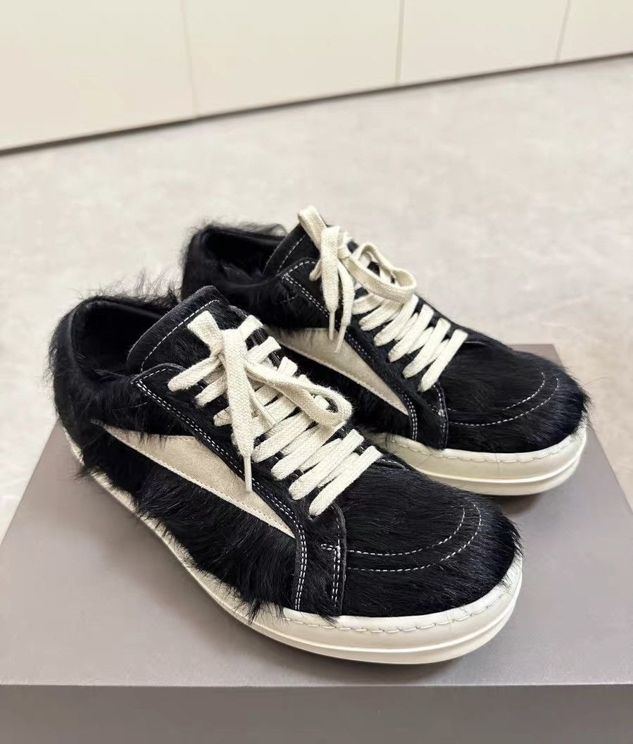 Rick Owens Rick Owens low-top horse hair sneakers, black and white Size US 7 / EU 40 - 3 Thumbnail