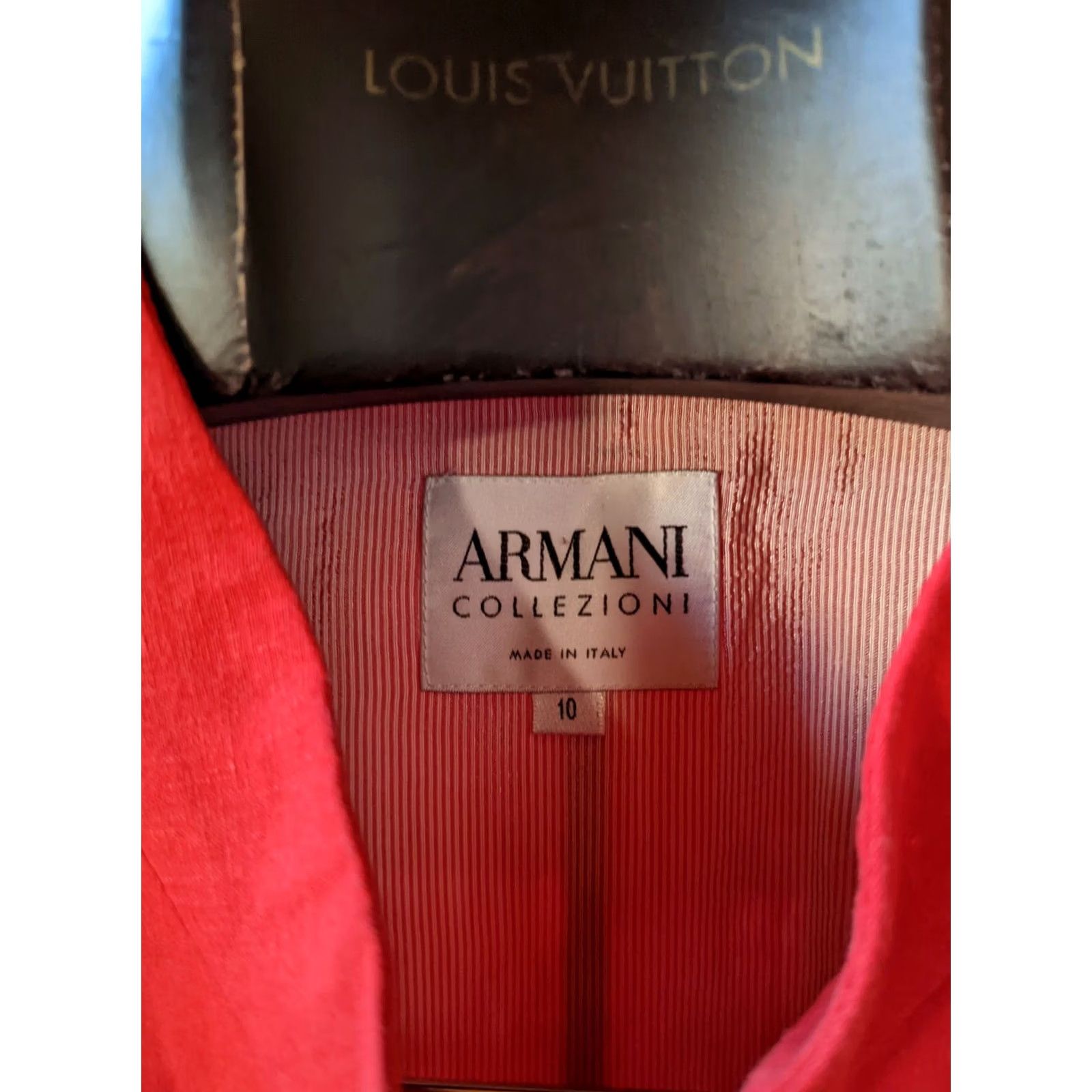 Giorgio Armani VINTAGE Giorgio Armani Collezioni Blazer Jacket Women 10 Red Linen Mandarin Neck Italy 2008 Spring Size L / US 10 / IT 46 - 5 Thumbnail