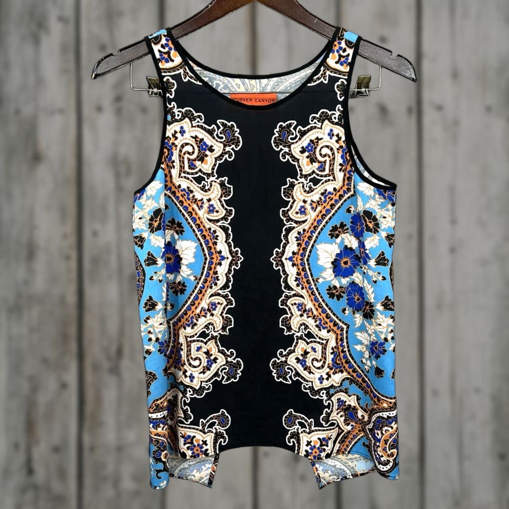 Clover Canyon Clover Canyon Tank Top Womens XS Black Paisley Crew Neck Casual Sleeveless Basic Shirt Size XS / US 0-2 / IT 36-38 - 1 Thumbnail